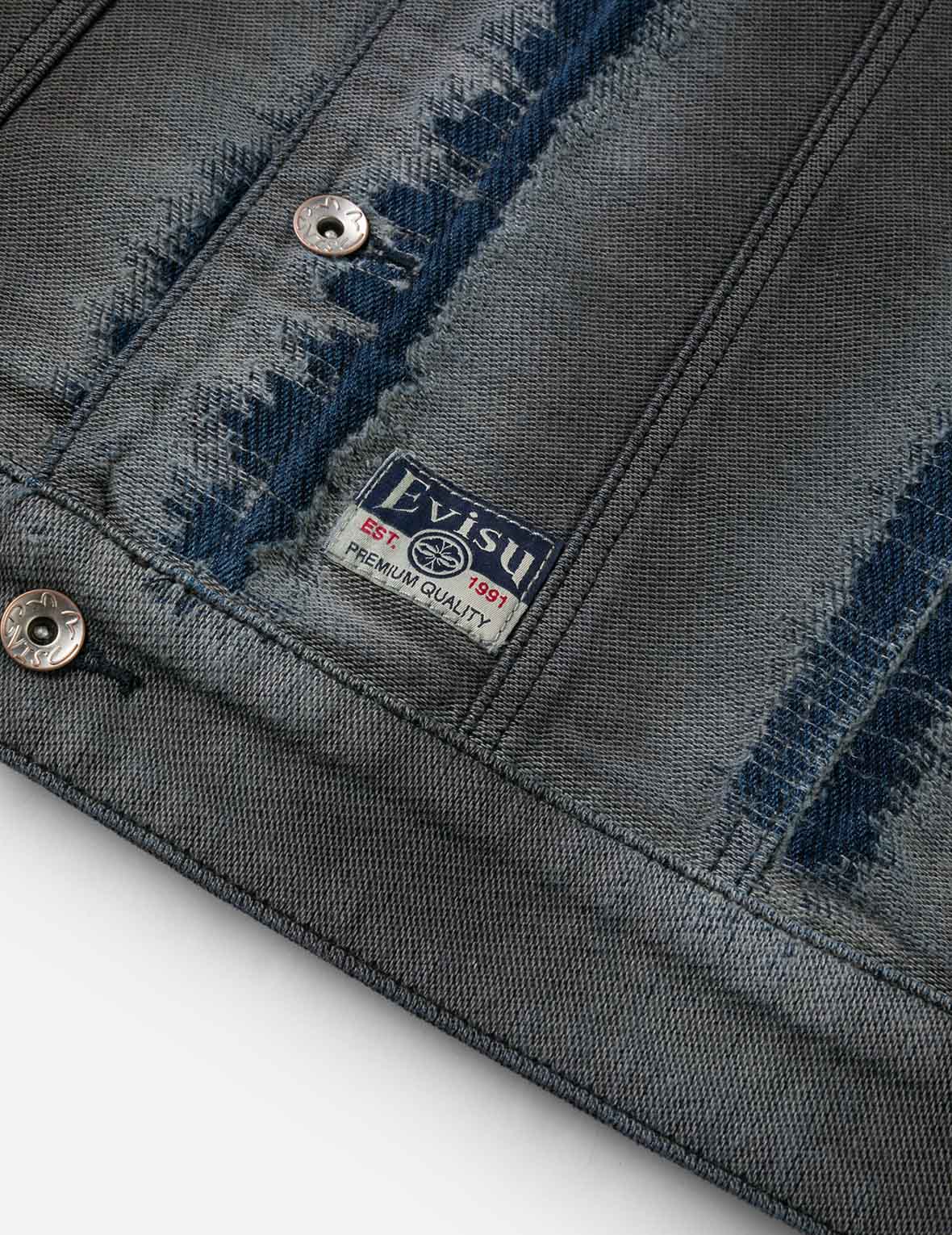 Distressed Seagull and Logo Print Relax Fit Washed Denim Jacket - Image 11