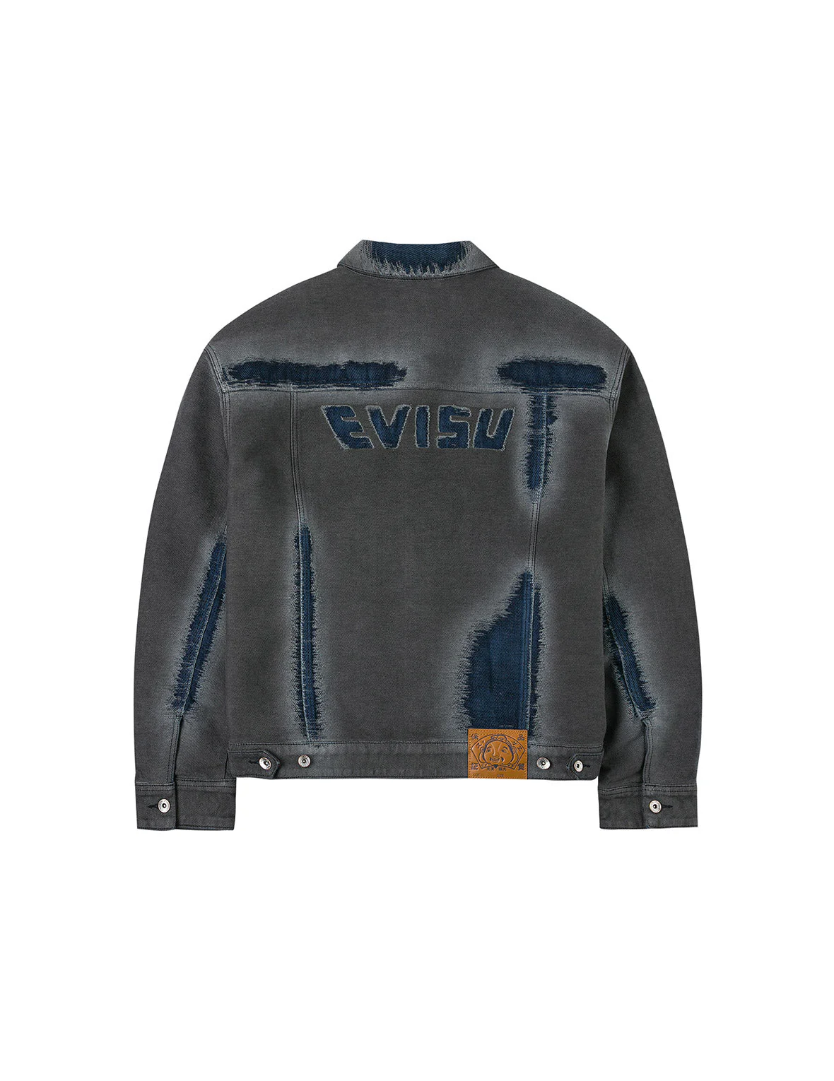 Distressed Seagull and Logo Print Relax Fit Washed Denim Jacket - Image 2
