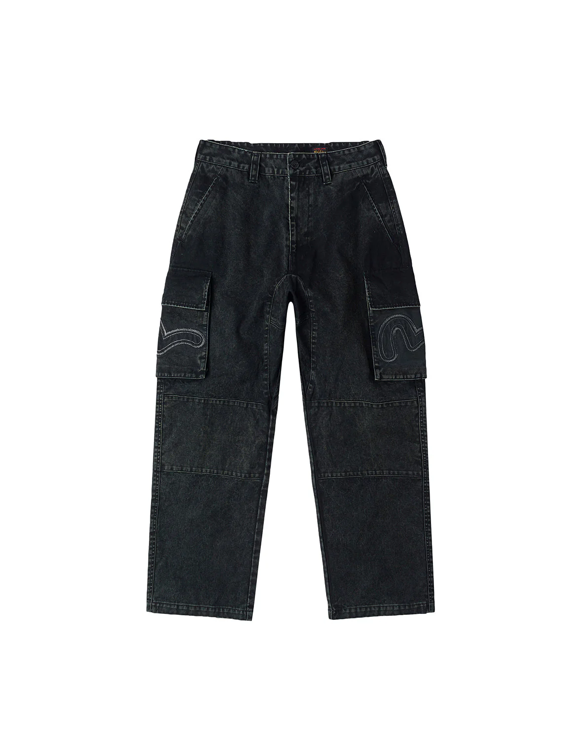 Distressed Seagull Appliqué Embroidery and Multi-Pocket Loose Fit Cargo Pants - Image 23