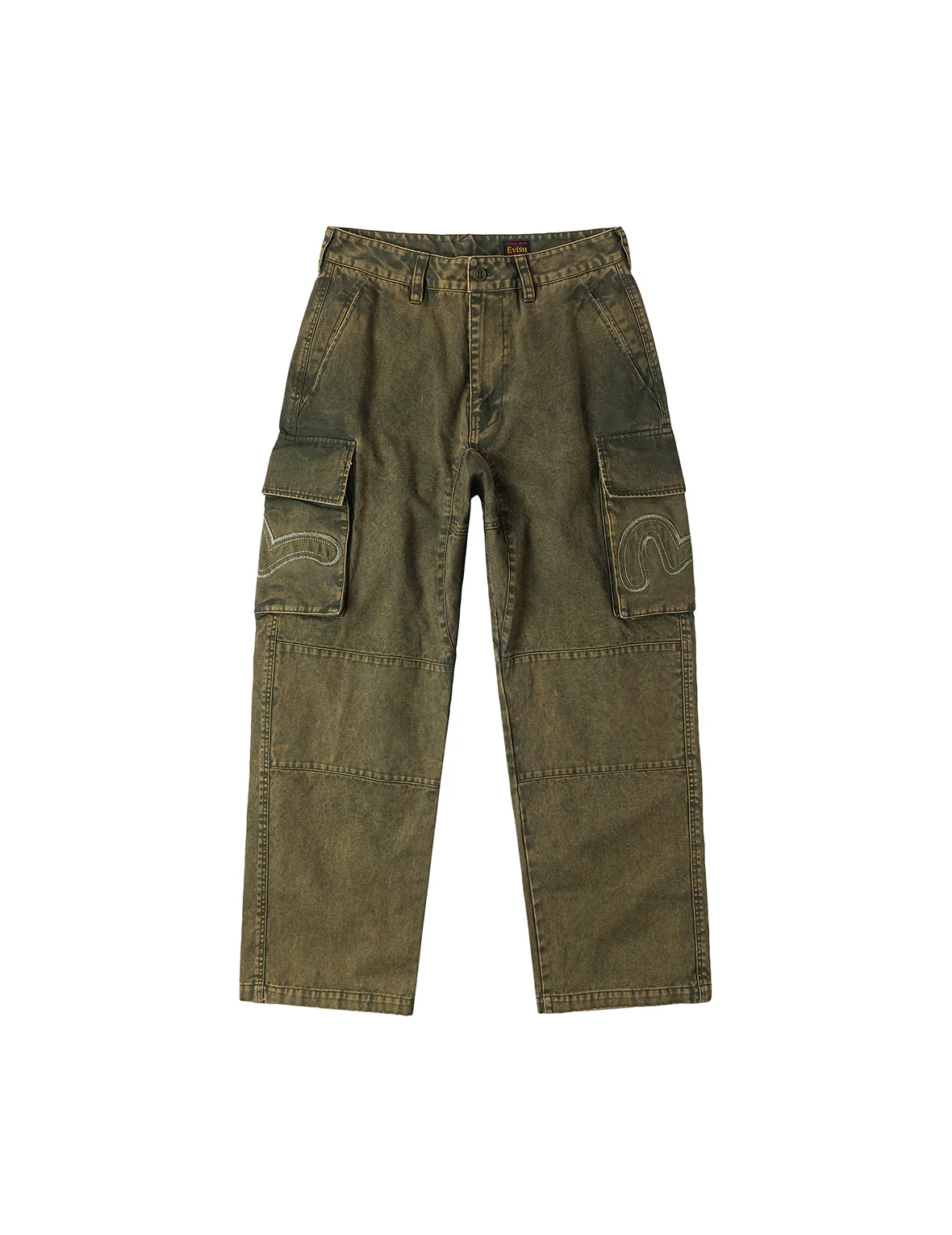 Distressed Seagull Appliqué Embroidery and Multi-Pocket Loose Fit Cargo Pants - Image 24