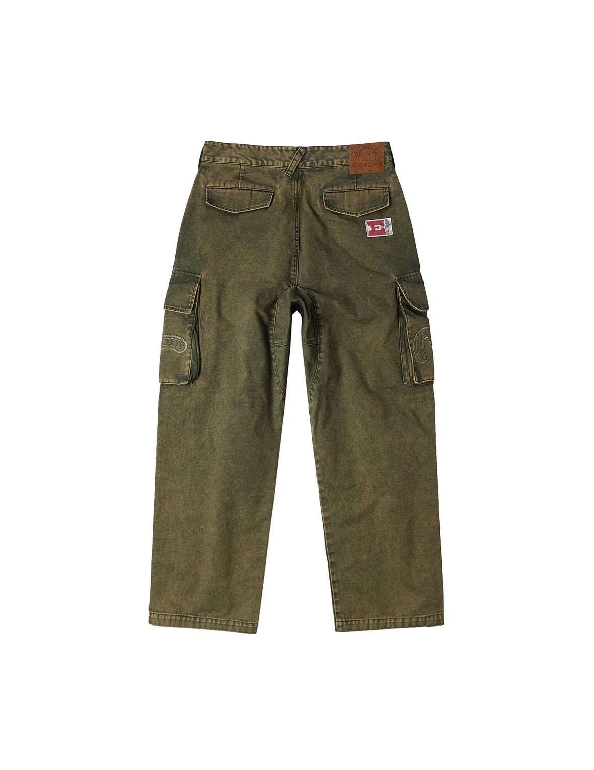 Distressed Seagull Appliqué Embroidery and Multi-Pocket Loose Fit Cargo Pants - Image 3
