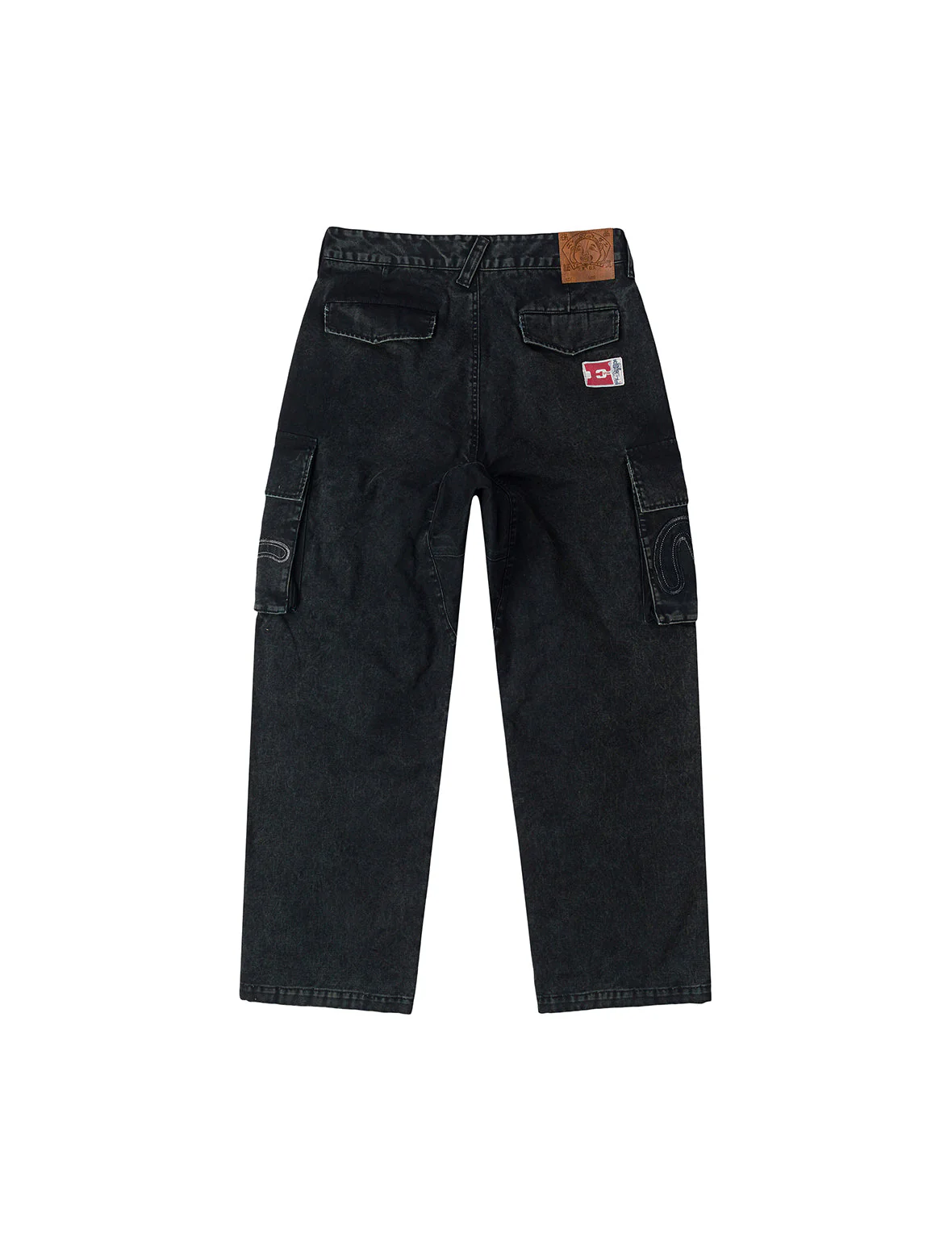 Distressed Seagull Appliqué Embroidery and Multi-Pocket Loose Fit Cargo Pants - Image 4