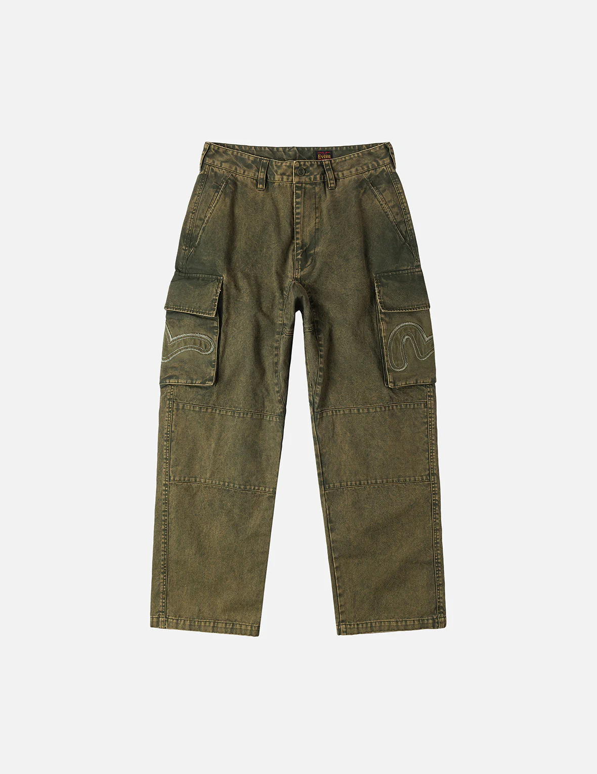 Distressed Seagull Appliqué Embroidery and Multi-Pocket Loose Fit Cargo Pants - Image 5