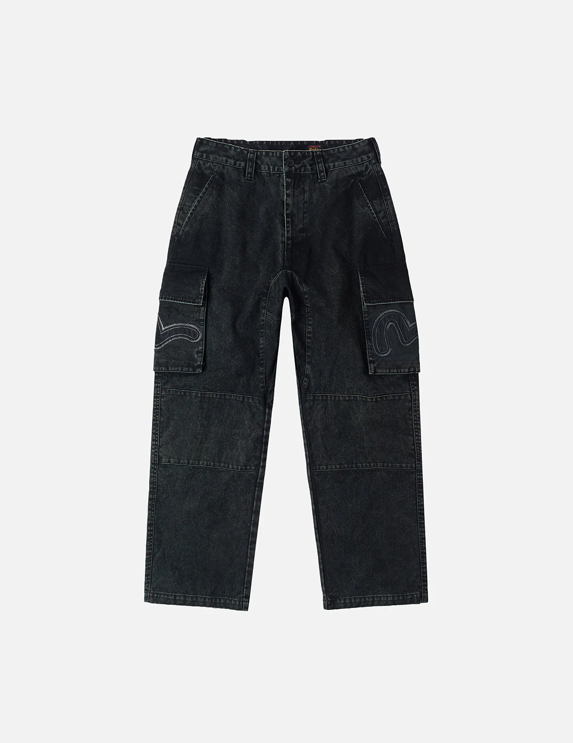 Distressed Seagull Appliqué Embroidery and Multi-Pocket Loose Fit Cargo Pants - Image 6