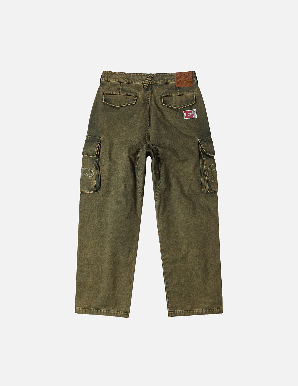 Distressed Seagull Appliqué Embroidery and Multi-Pocket Loose Fit Cargo Pants - Image 7
