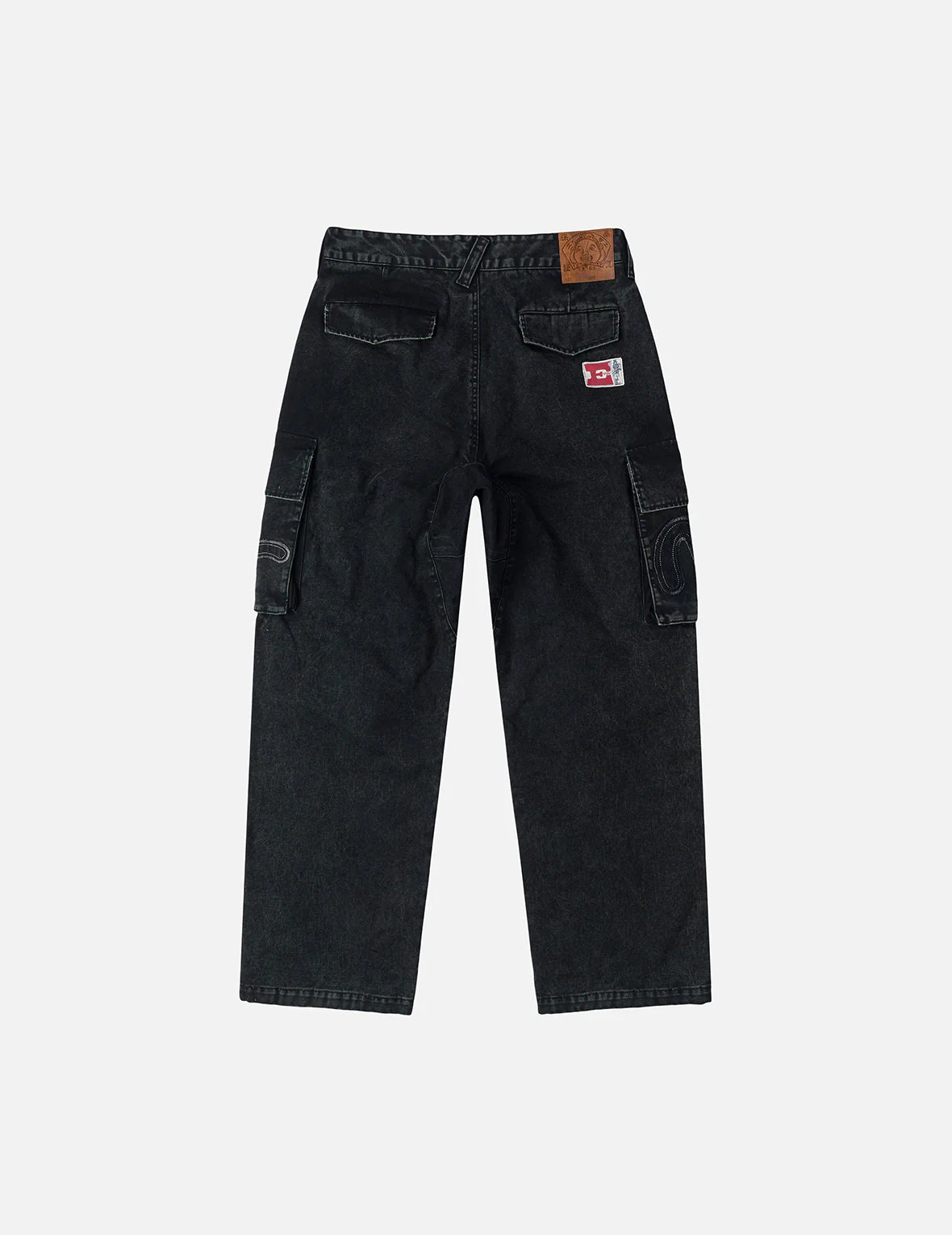 Distressed Seagull Appliqué Embroidery and Multi-Pocket Loose Fit Cargo Pants - Image 8