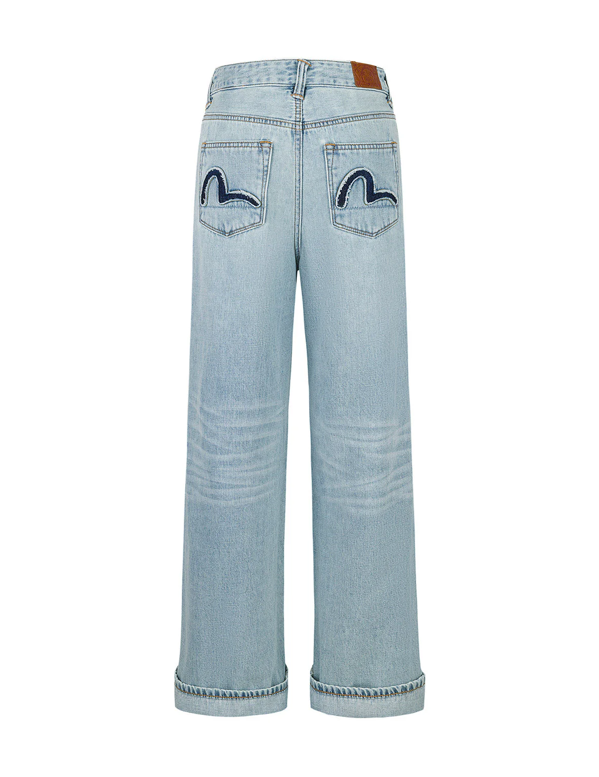Distressed Seagull Appliqué Fashion Fit Wide-leg Jeans - Image 12