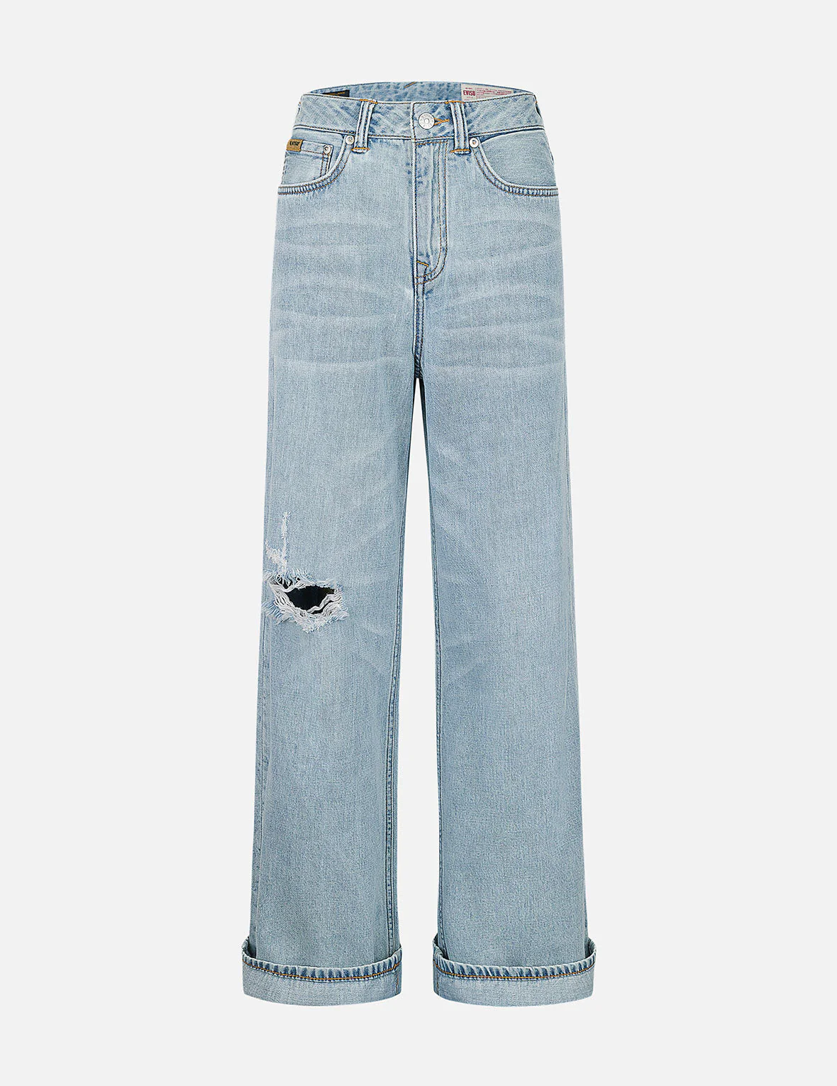 Distressed Seagull Appliqué Fashion Fit Wide-leg Jeans - Image 2