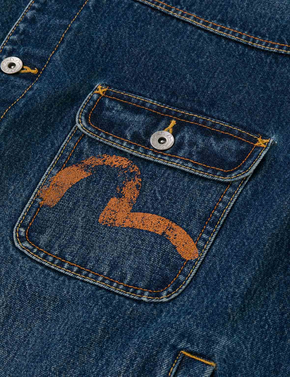 Distressed Seagull Print and Frayed Logo Patch Embroidery Relax Fit Denim Jacket - Image 14