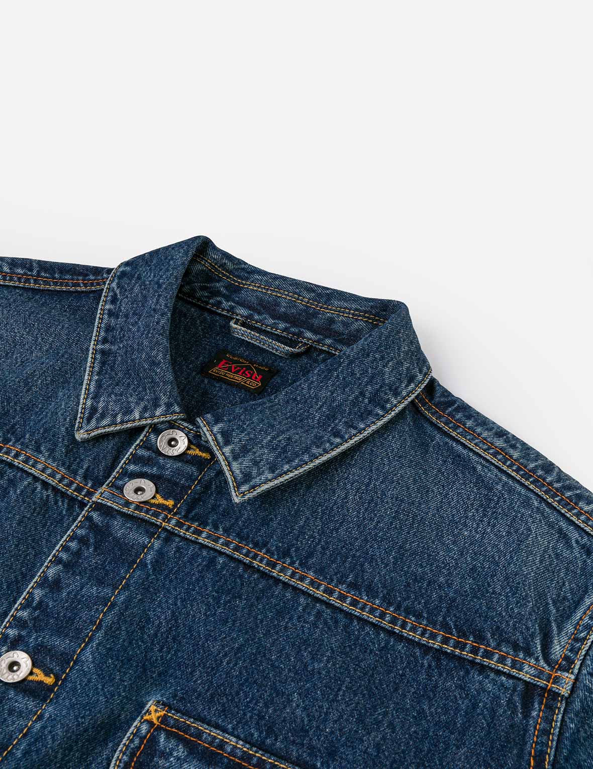 Distressed Seagull Print and Frayed Logo Patch Embroidery Relax Fit Denim Jacket - Image 18