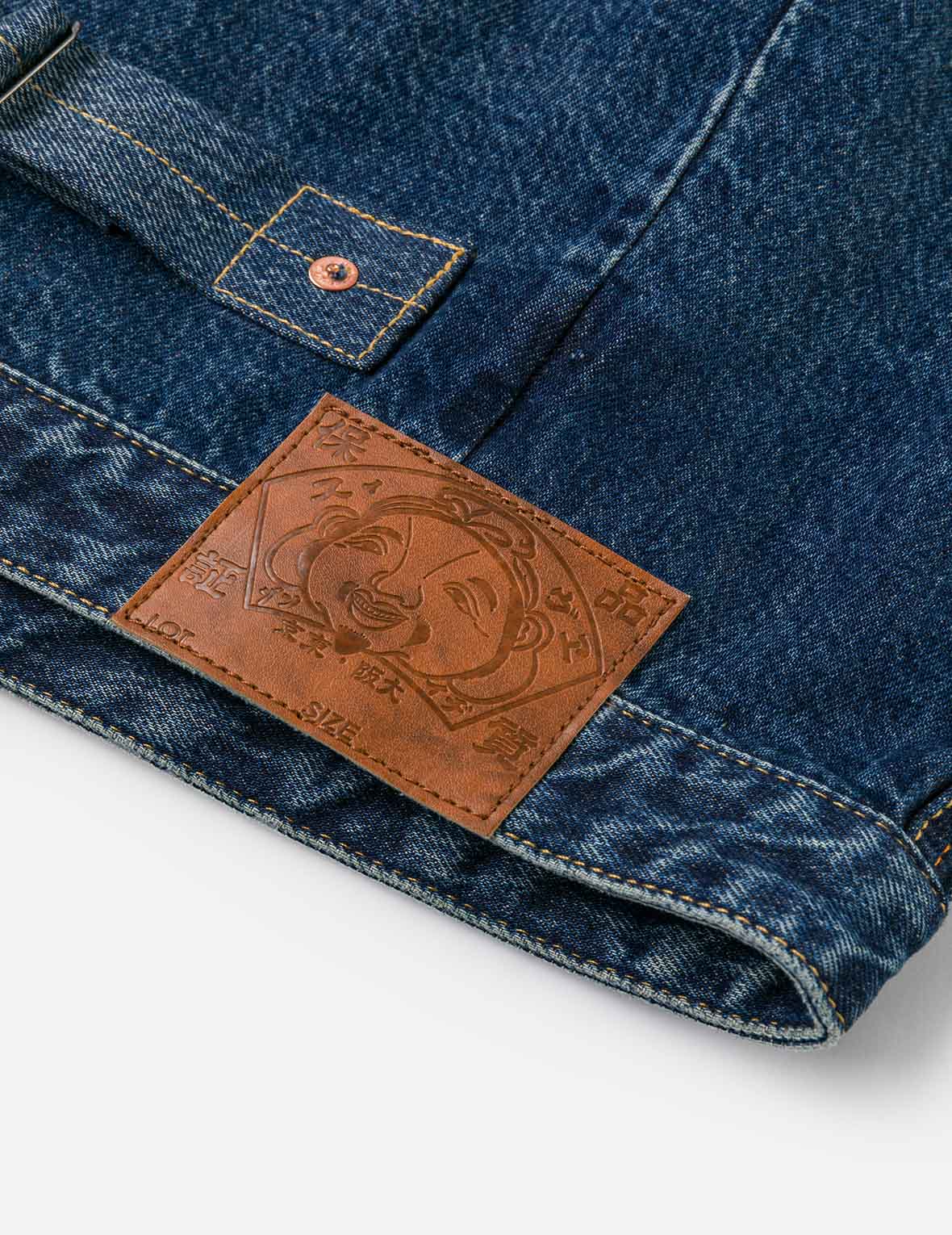 Distressed Seagull Print and Frayed Logo Patch Embroidery Relax Fit Denim Jacket - Image 28