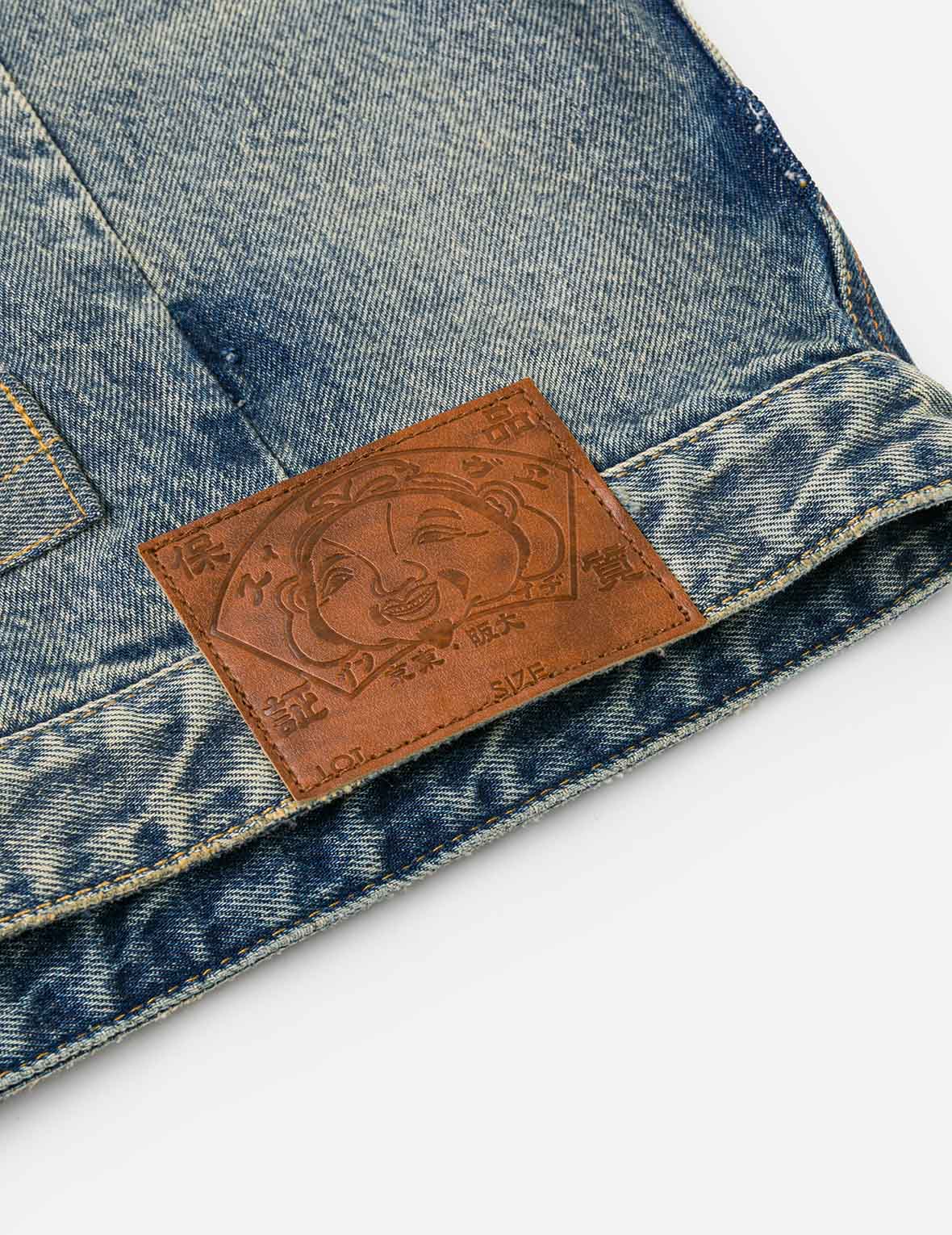 Distressed Seagull Print and Frayed Logo Patch Embroidery Relax Fit Denim Jacket - Image 29