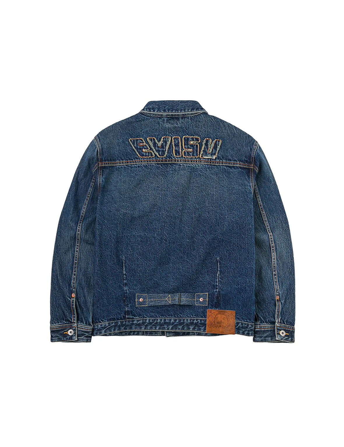 Distressed Seagull Print and Frayed Logo Patch Embroidery Relax Fit Denim Jacket - Image 3