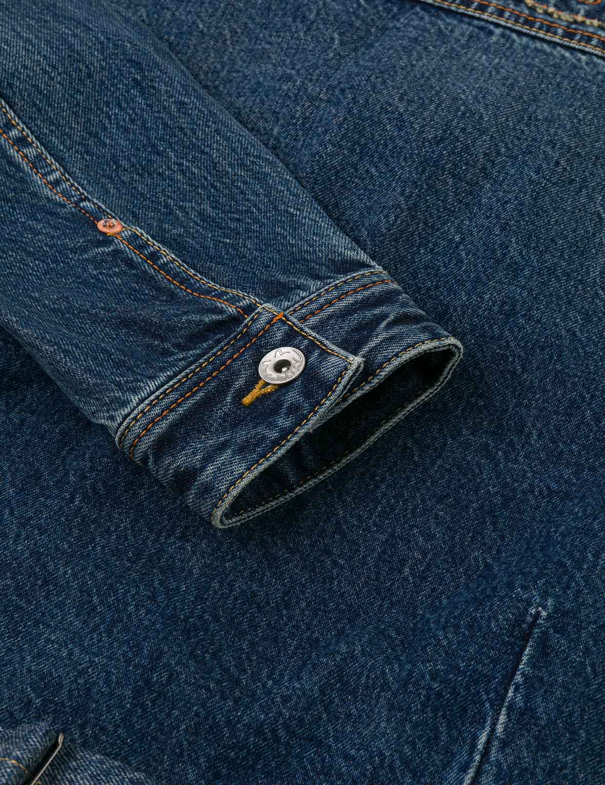 Distressed Seagull Print and Frayed Logo Patch Embroidery Relax Fit Denim Jacket - Image 30