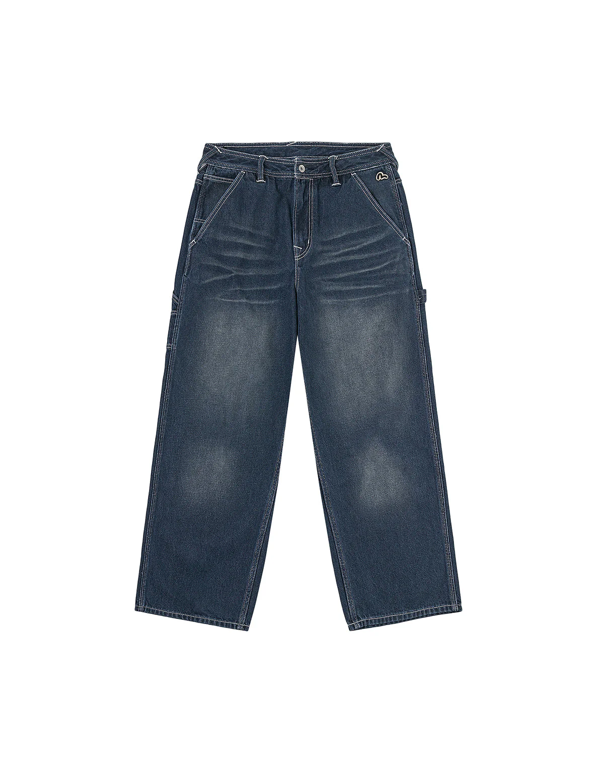 Distressed Seagull Print Loose Fit Cargo Jeans - Image 2