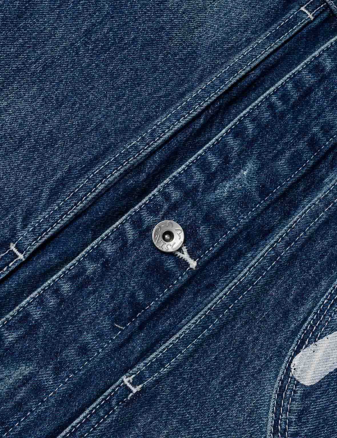 Distressed Seagull Print Relax Fit Vintage Washed Denim Jacket - Image 10