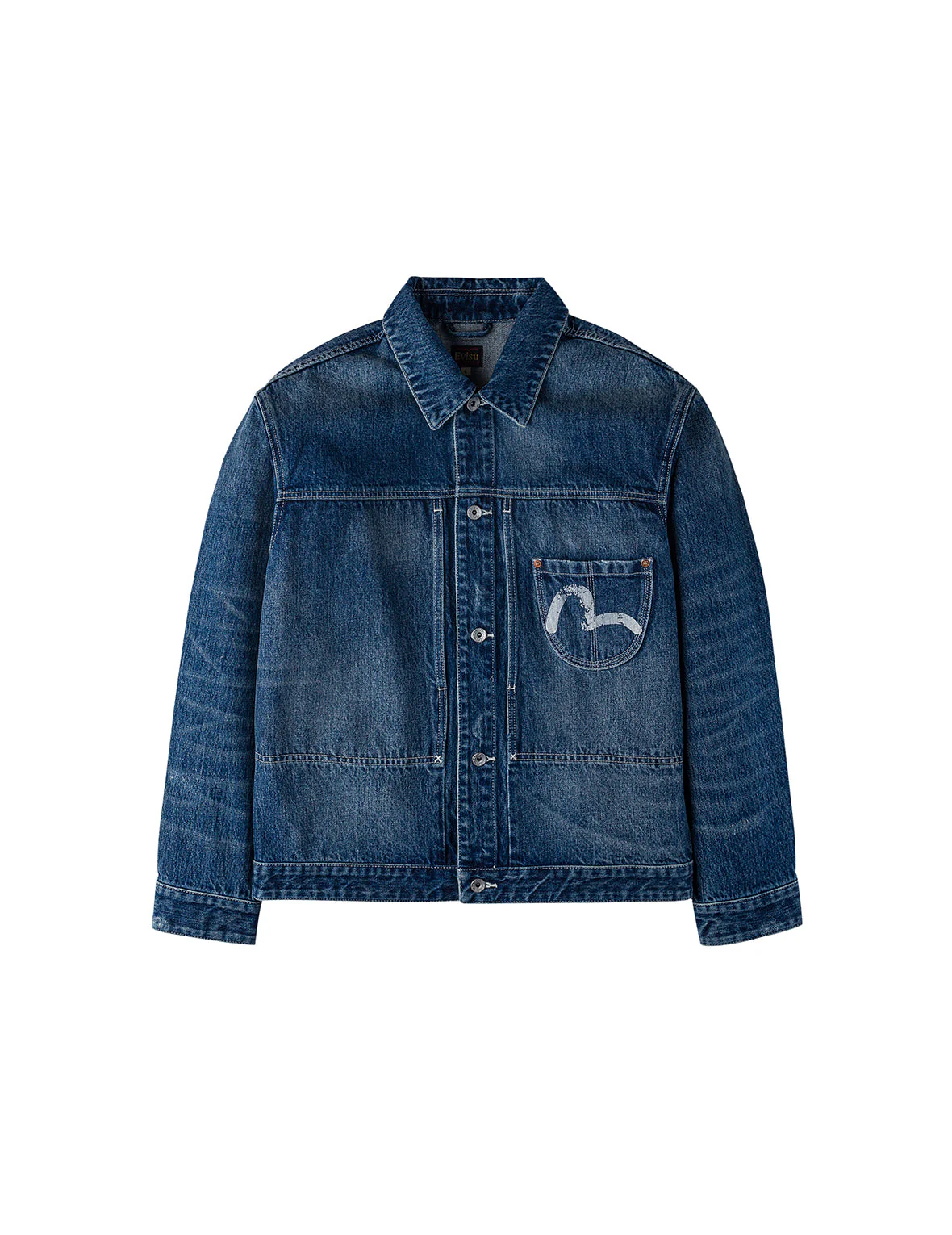 Distressed Seagull Print Relax Fit Vintage Washed Denim Jacket - Image 13