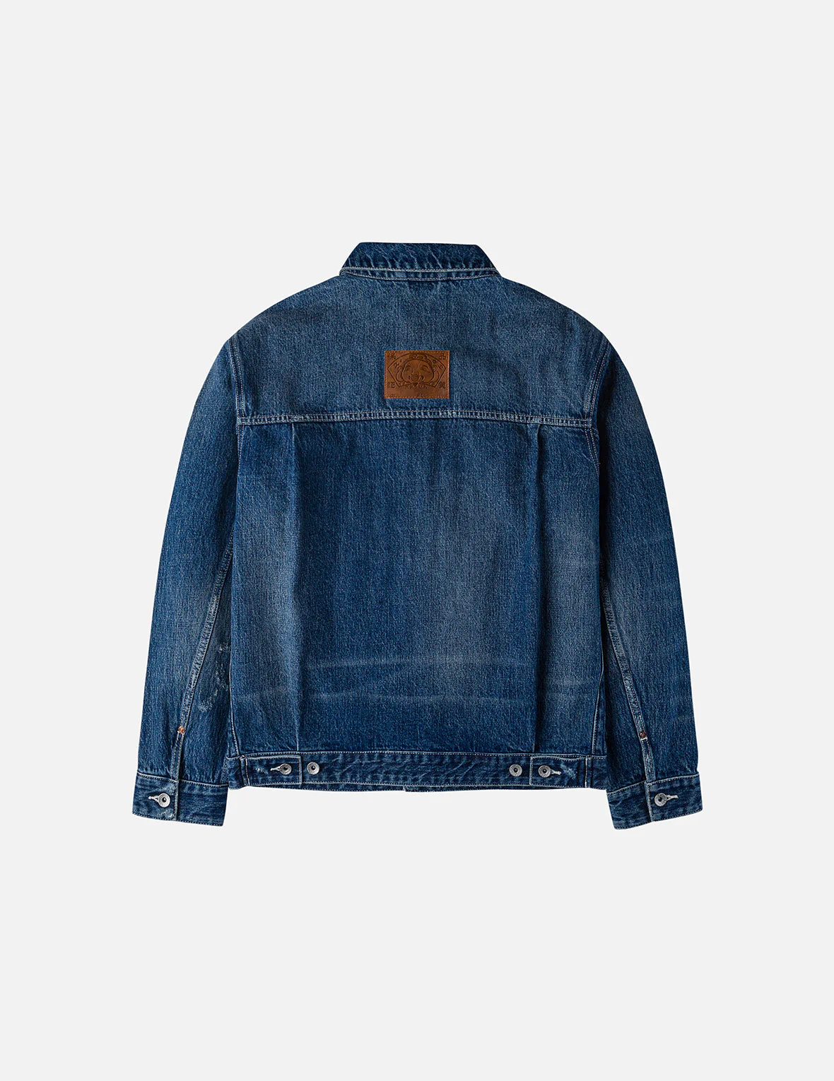 Distressed Seagull Print Relax Fit Vintage Washed Denim Jacket - Image 4