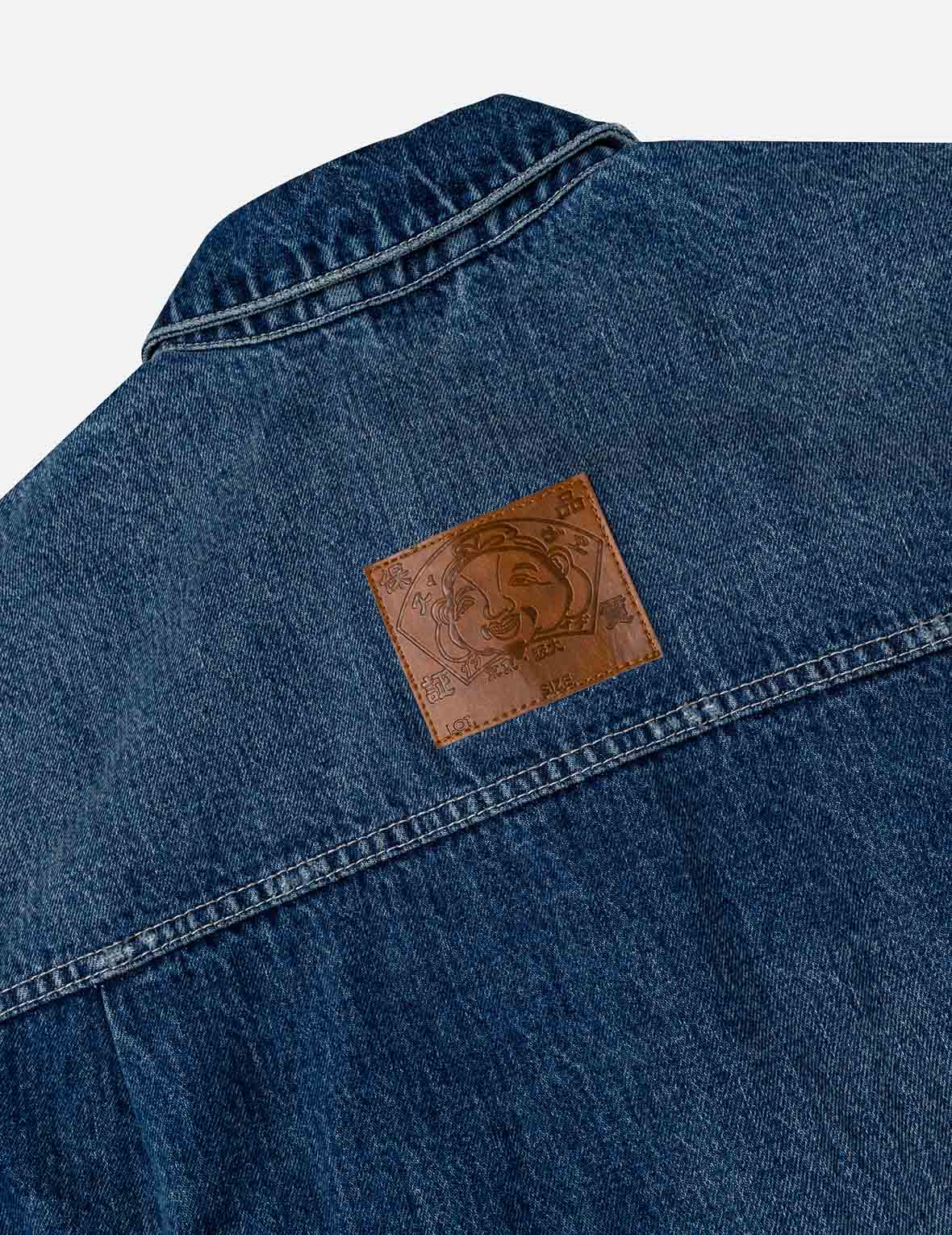 Distressed Seagull Print Relax Fit Vintage Washed Denim Jacket - Image 8