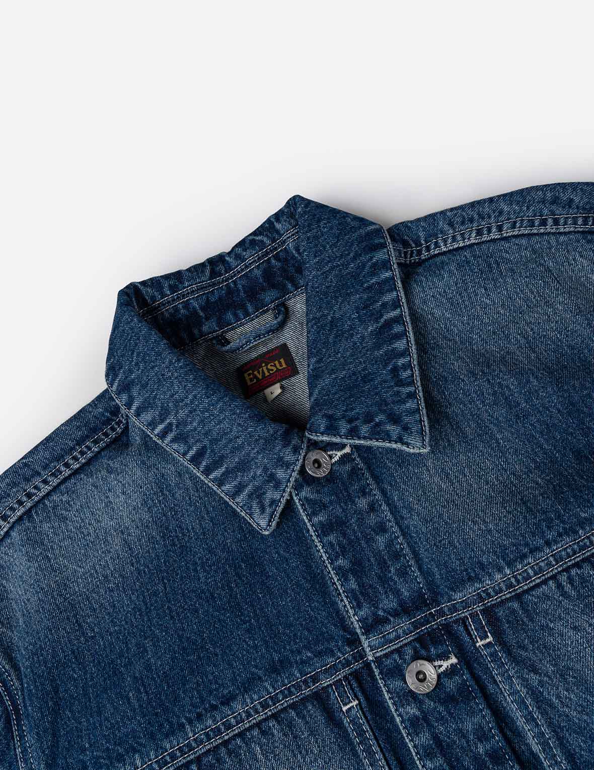 Distressed Seagull Print Relax Fit Vintage Washed Denim Jacket - Image 9