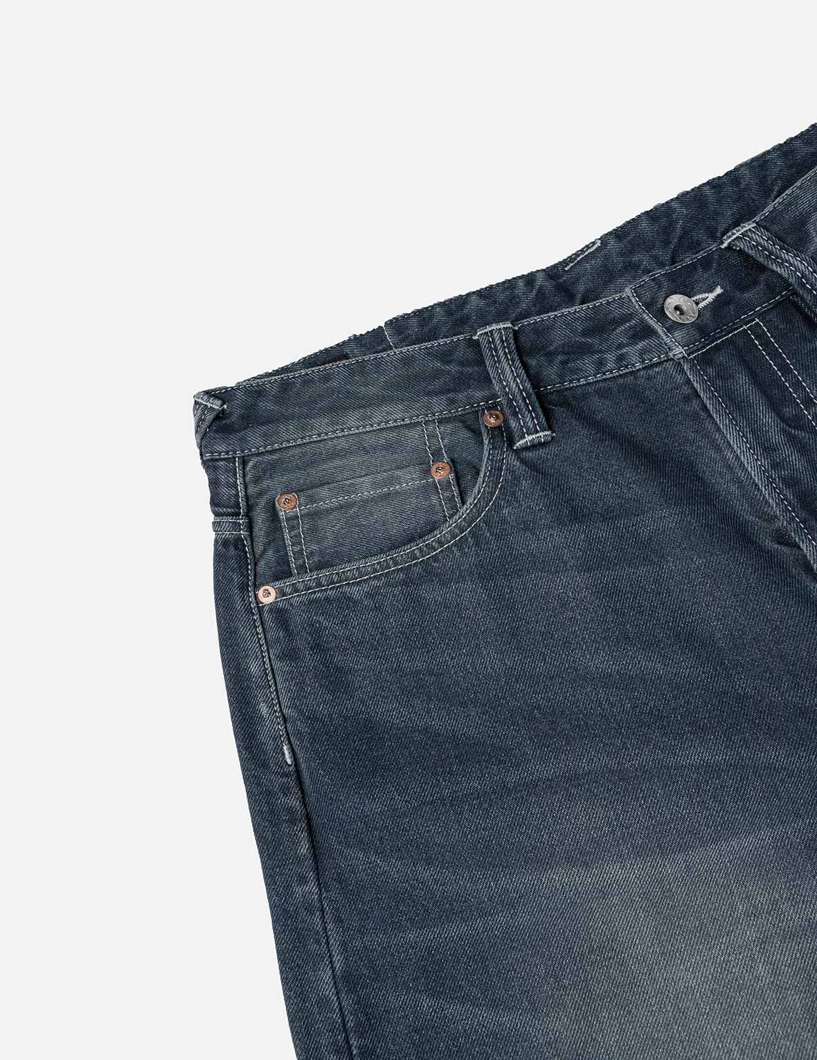 Distressed Seagull Print with Irregular Patches Loose Fit Denim Jeans - Image 10