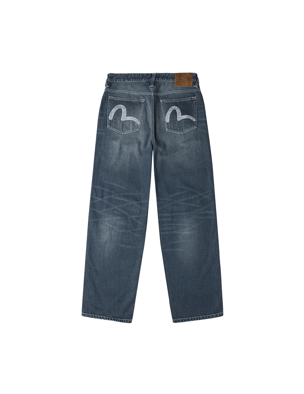 Distressed Seagull Print with Irregular Patches Loose Fit Denim Jeans - Image 13