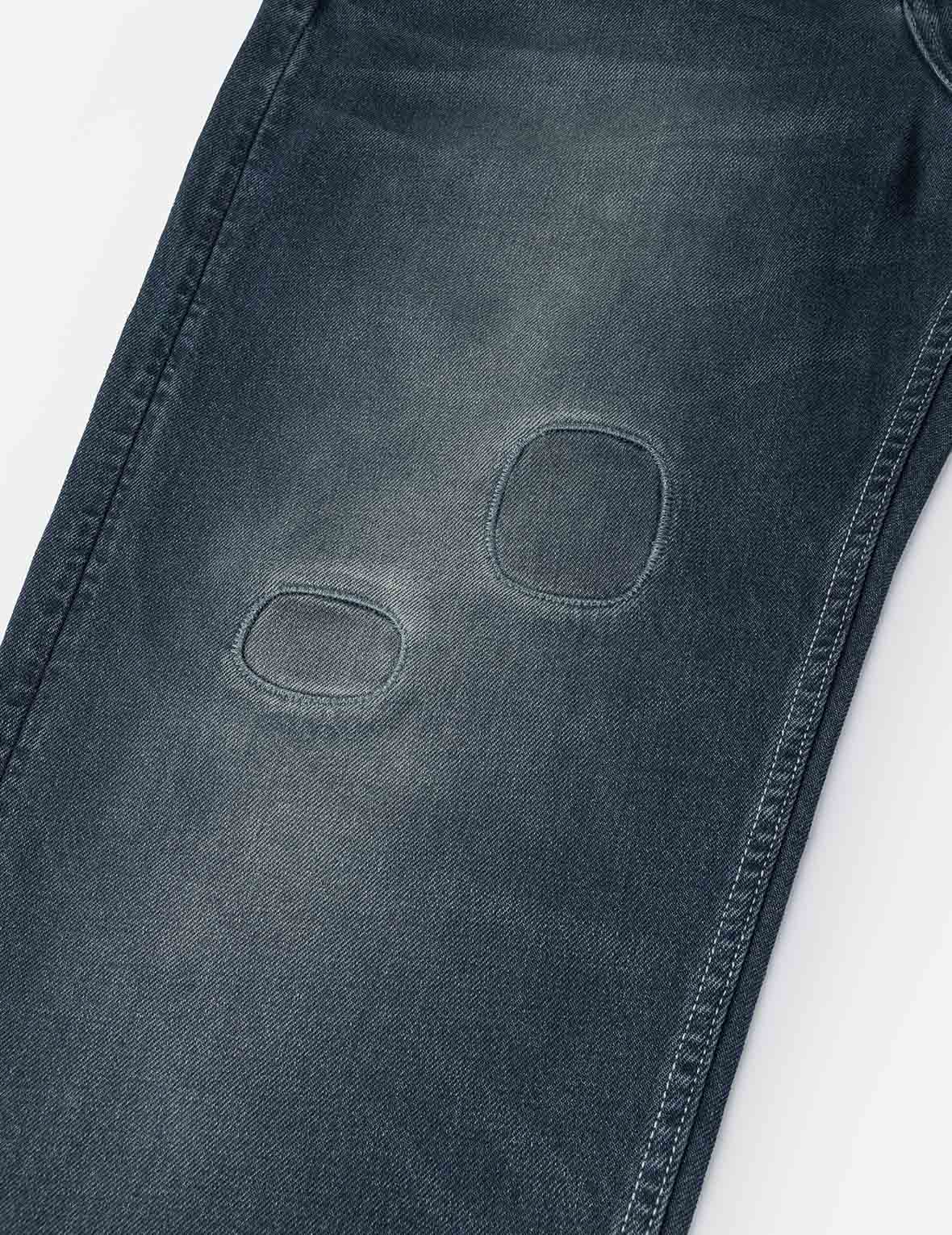 Distressed Seagull Print with Irregular Patches Loose Fit Denim Jeans - Image 8
