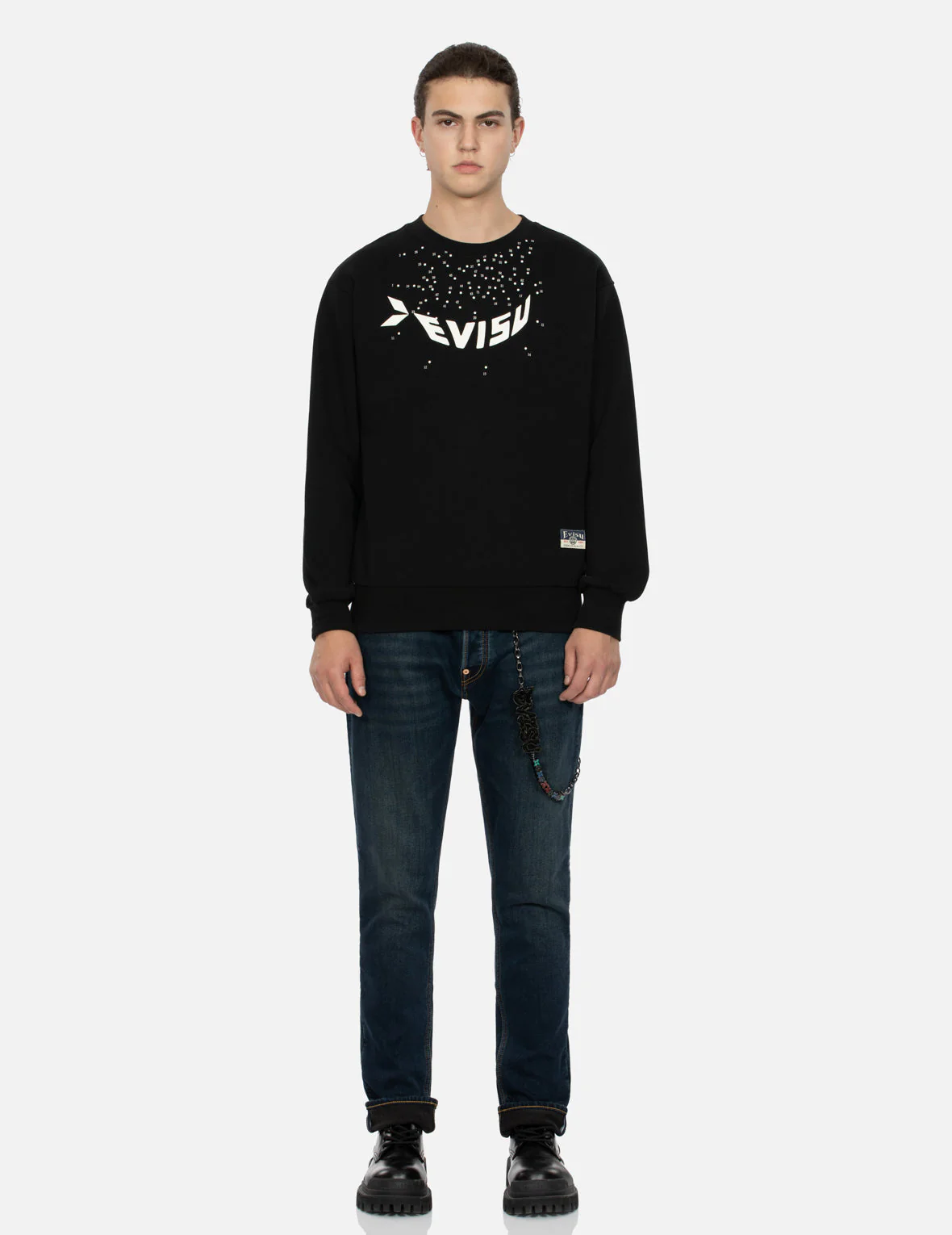 Dot-to-Dot Daruma and Logo Print Relax Fit Sweatshirt - Image 11