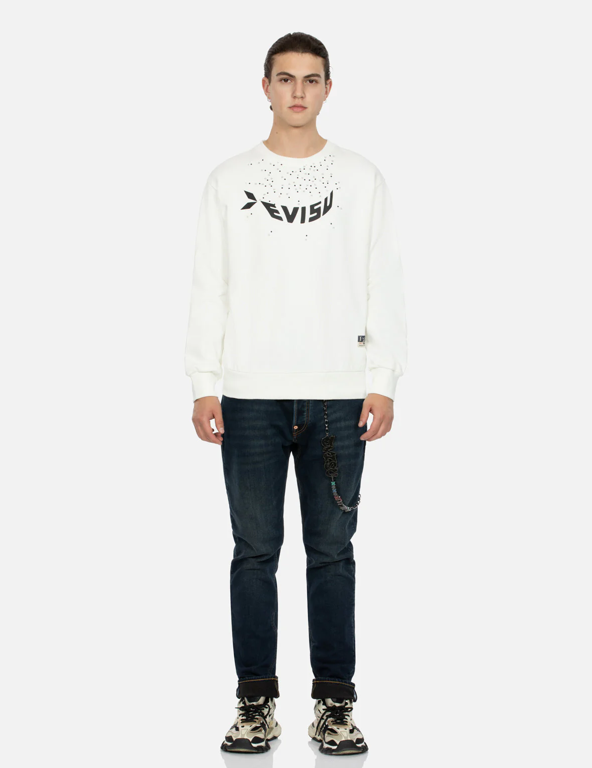 Dot-to-Dot Daruma and Logo Print Relax Fit Sweatshirt - Image 12