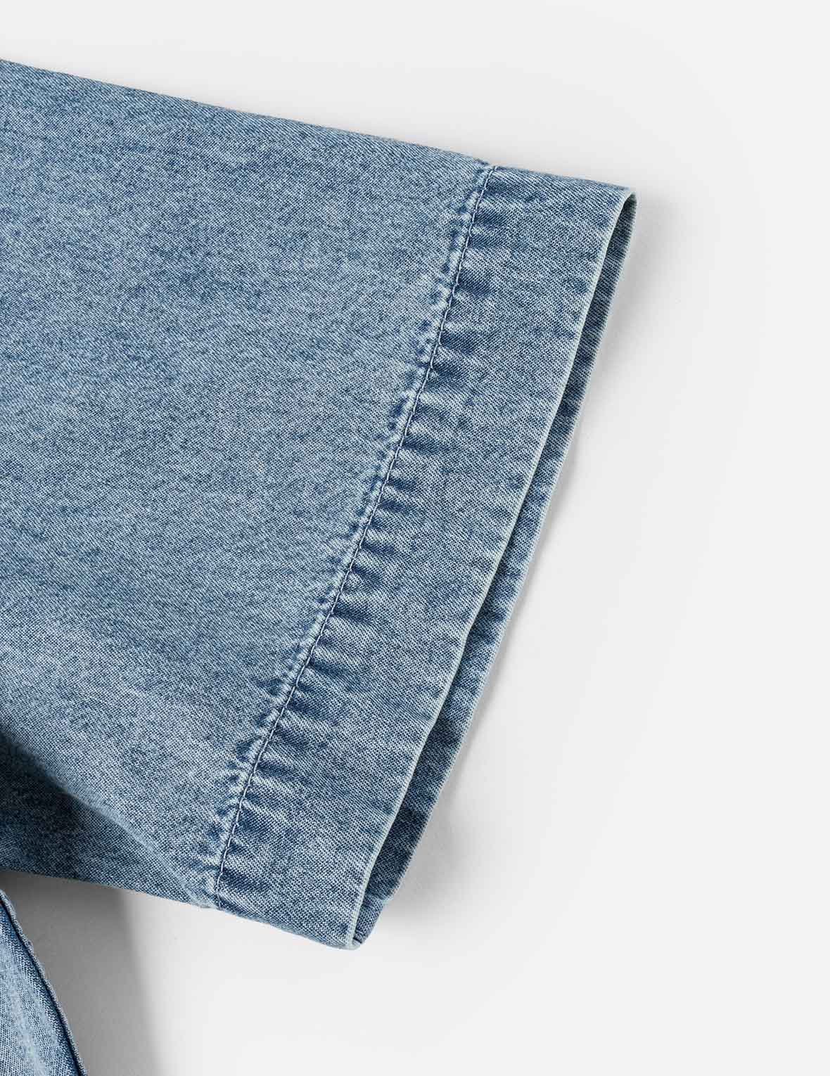 Dual Pocket Boxy Denim Shirt - Image 12