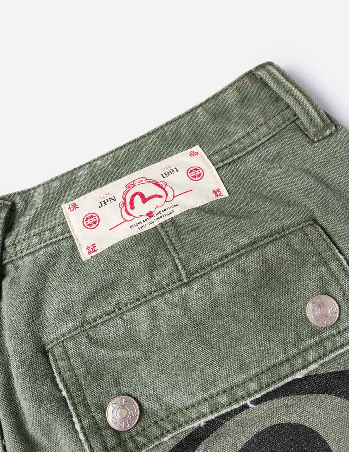 Dual Seagull Print Loose Fit Washed Woven Cargo Joggers - Image 18