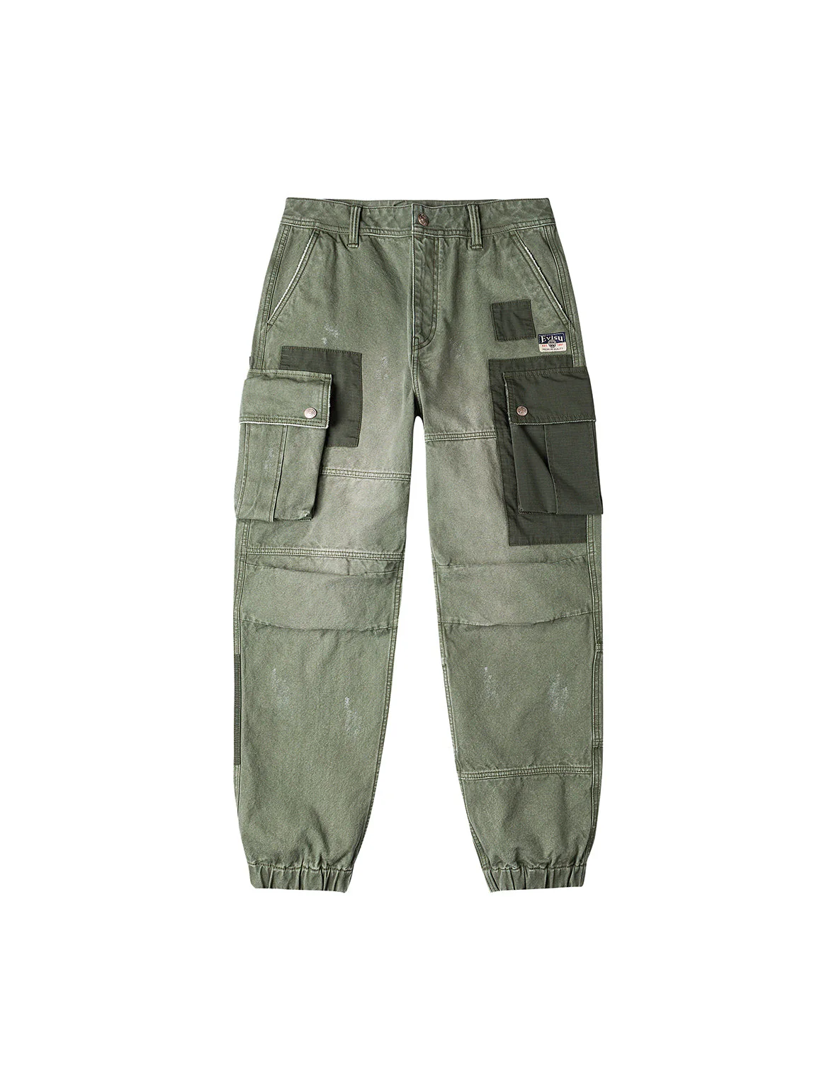 Dual Seagull Print Loose Fit Washed Woven Cargo Joggers - Image 3