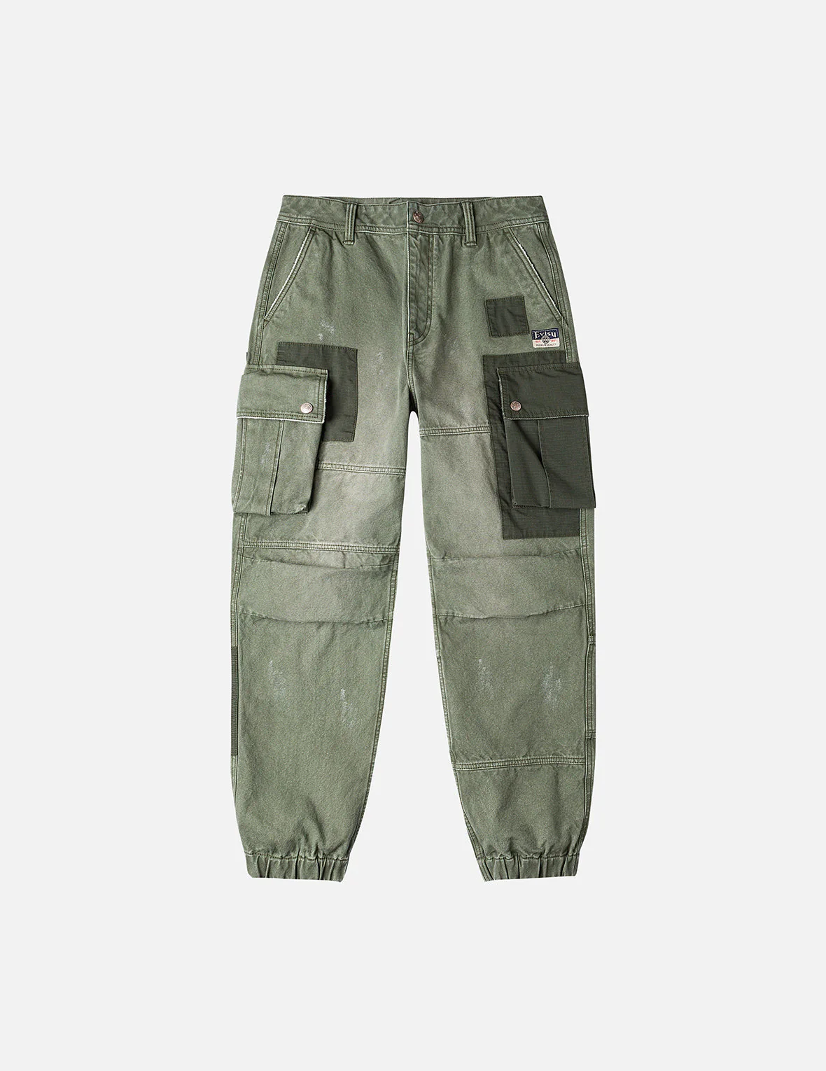 Dual Seagull Print Loose Fit Washed Woven Cargo Joggers - Image 8
