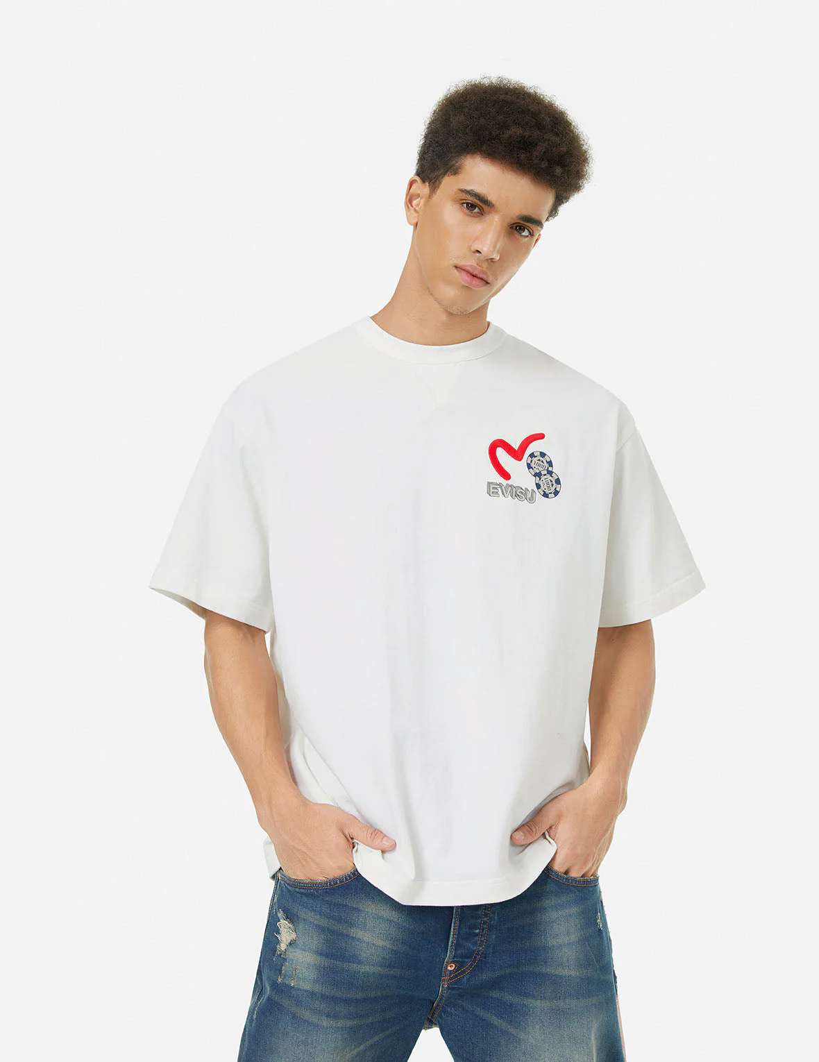 Ebisu Poster Appliqué and Seagull Embroidery T-Shirt - Image 4