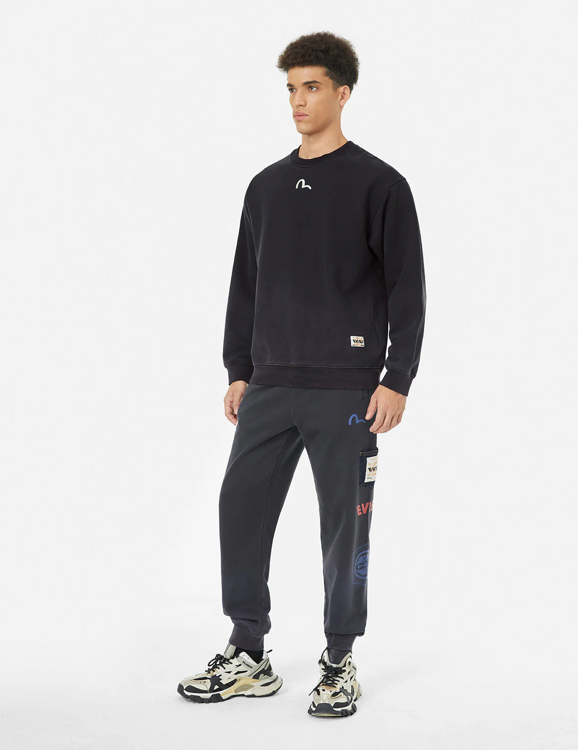 Ebisu Print and Multiple Pocket Washed Relax Fit Sweatshirt - Image 2