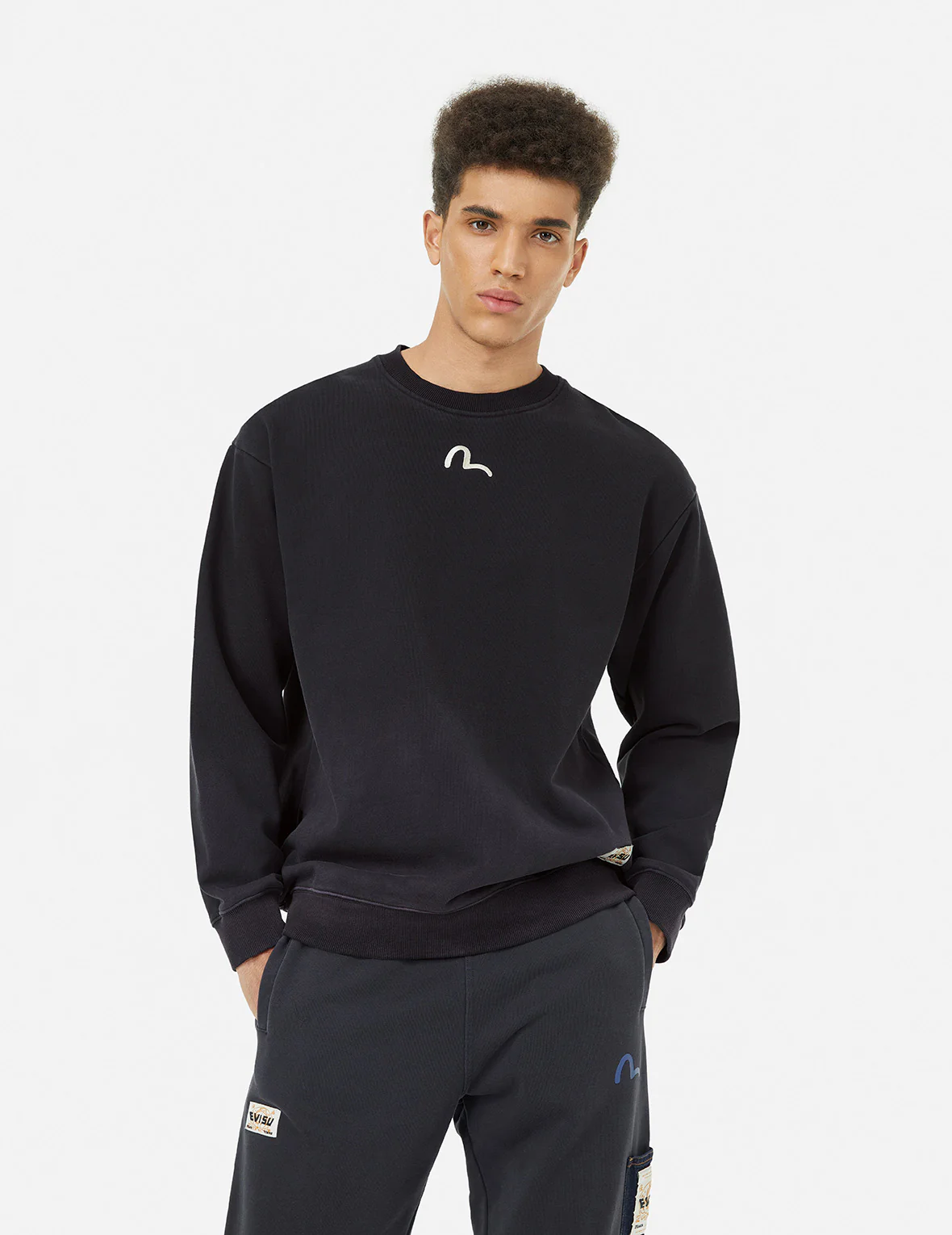 Ebisu Print and Multiple Pocket Washed Relax Fit Sweatshirt - Image 4