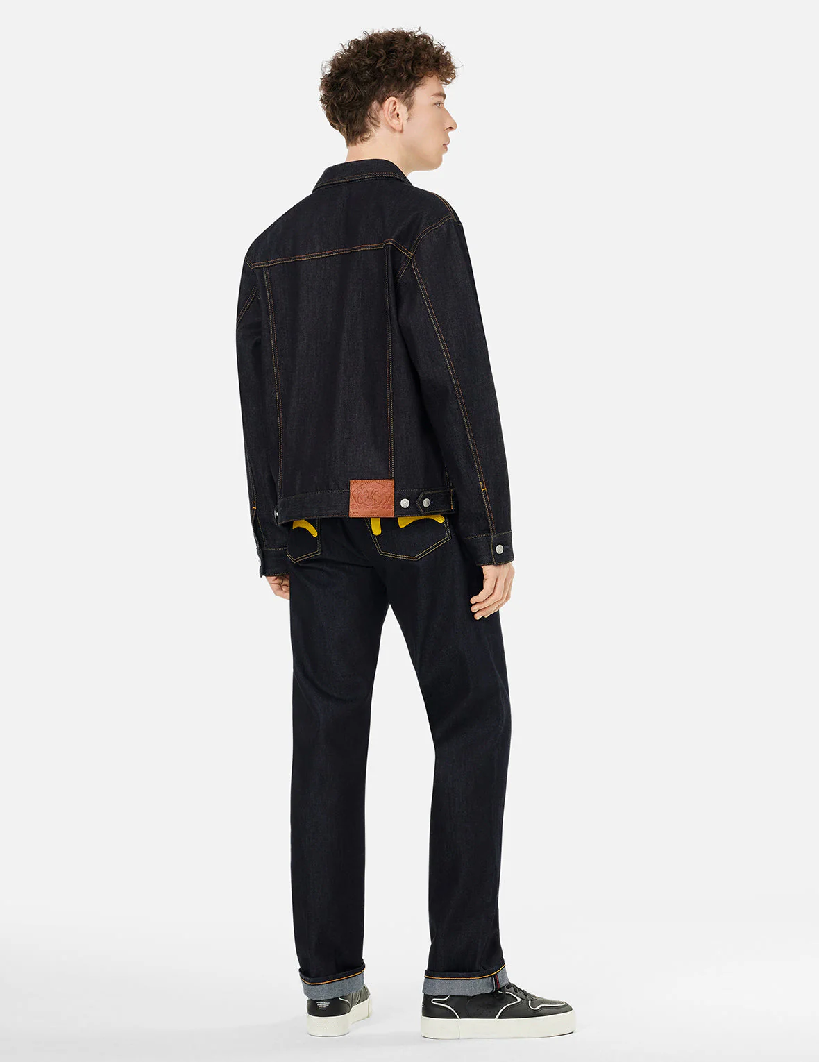 Ecru Seagull Print Relax Fit Denim Jacket - Image 4
