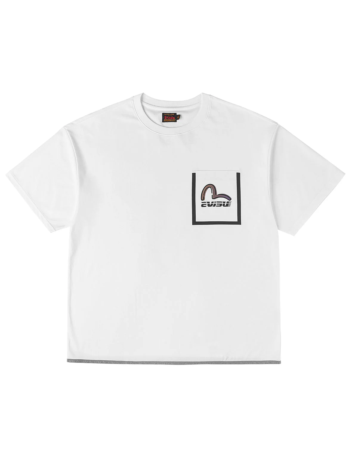 Elastic Hem Seagull Print Pocket T-shirt