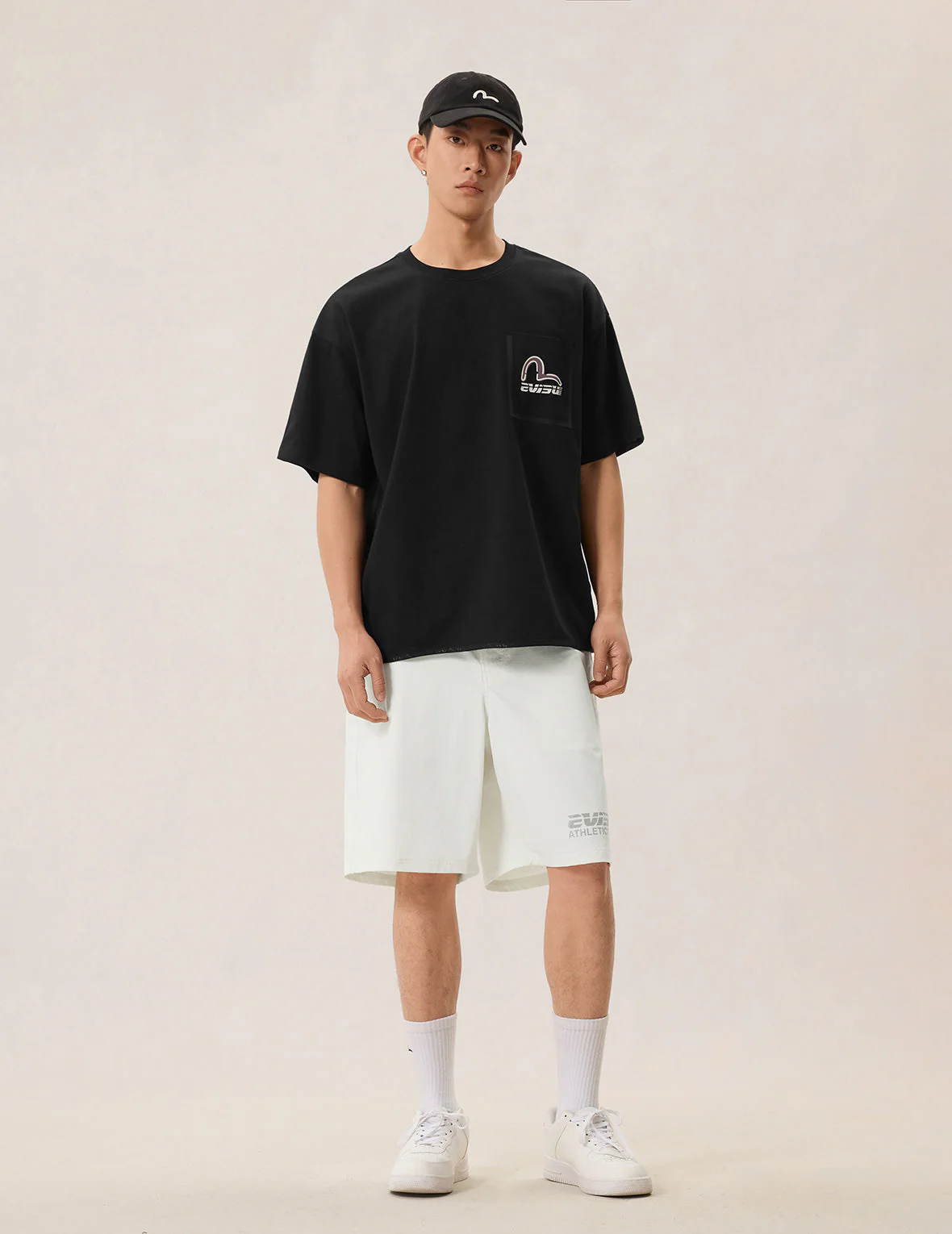 Elastic Hem Seagull Print Pocket T-shirt - Image 10