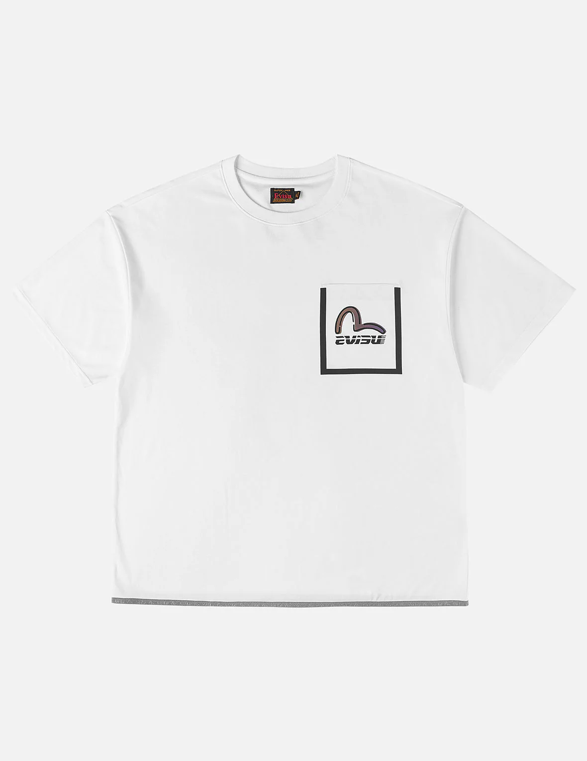 Elastic Hem Seagull Print Pocket T-shirt - Image 5