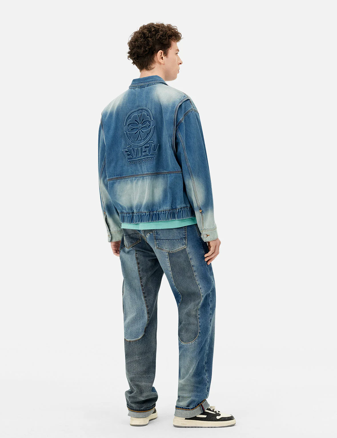 Emboss Kamon Relax Fit Worker Denim Jacket - Image 4