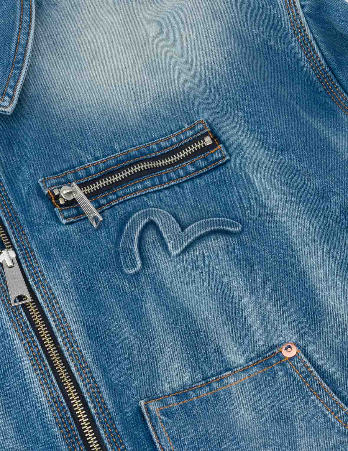 Emboss Kamon Relax Fit Worker Denim Jacket - Image 6