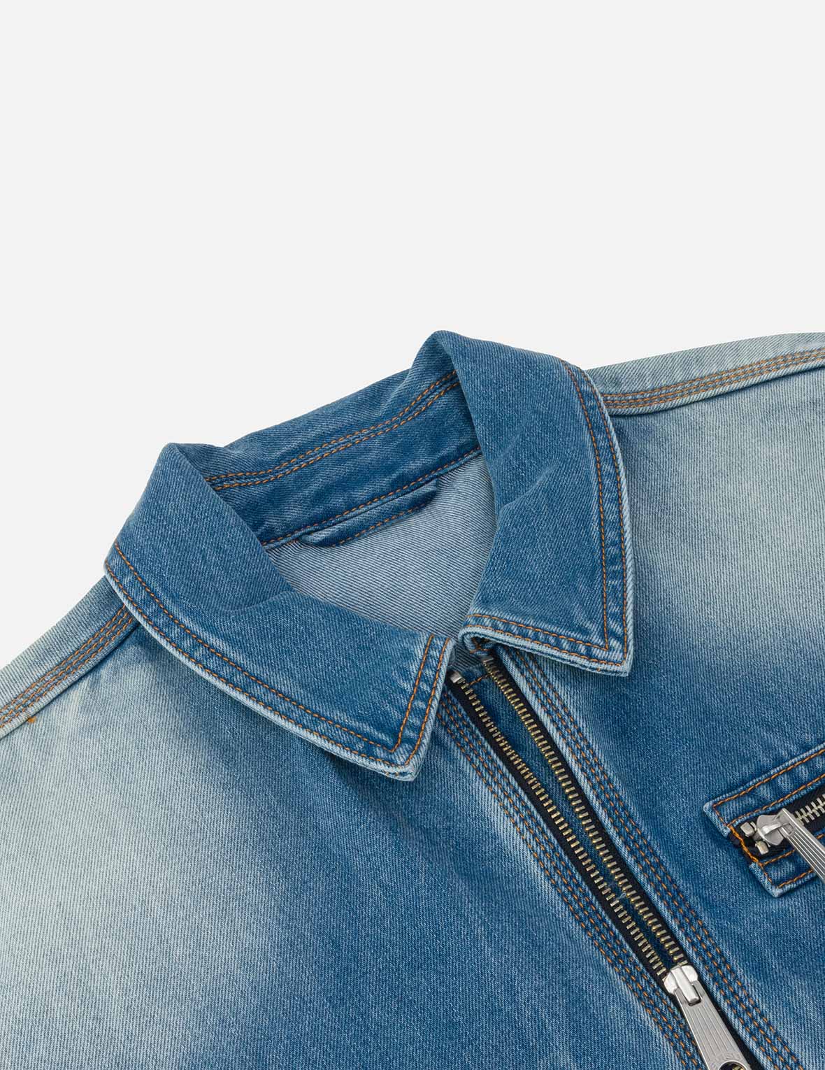 Emboss Kamon Relax Fit Worker Denim Jacket - Image 8