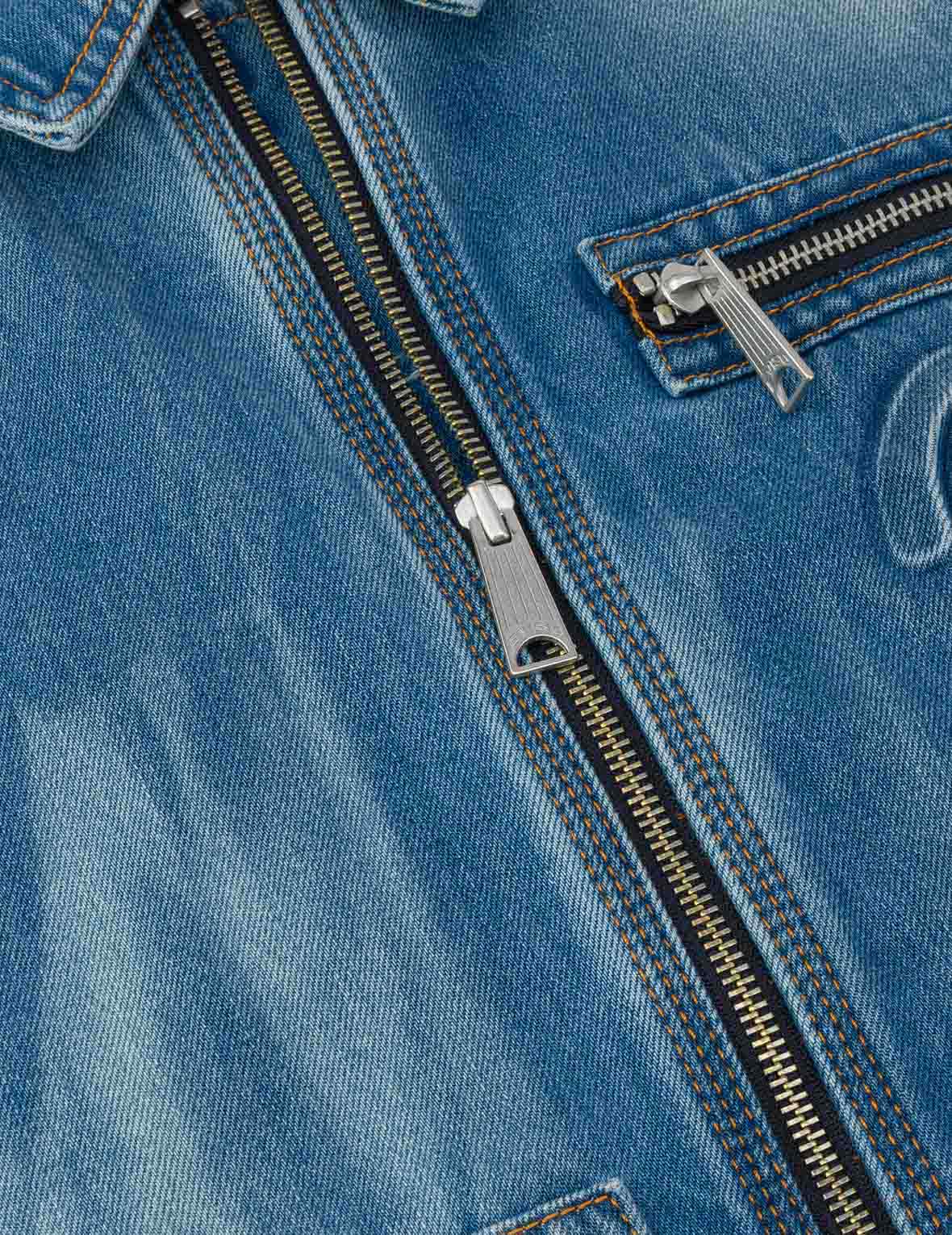 Emboss Kamon Relax Fit Worker Denim Jacket - Image 9