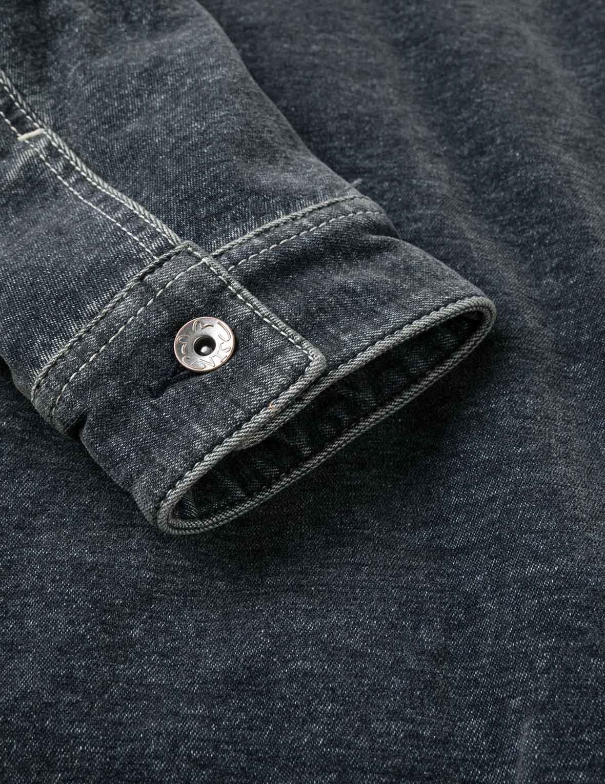 Emboss Rivet Seagull Relax Fit Washed Denim Jacket - Image 12