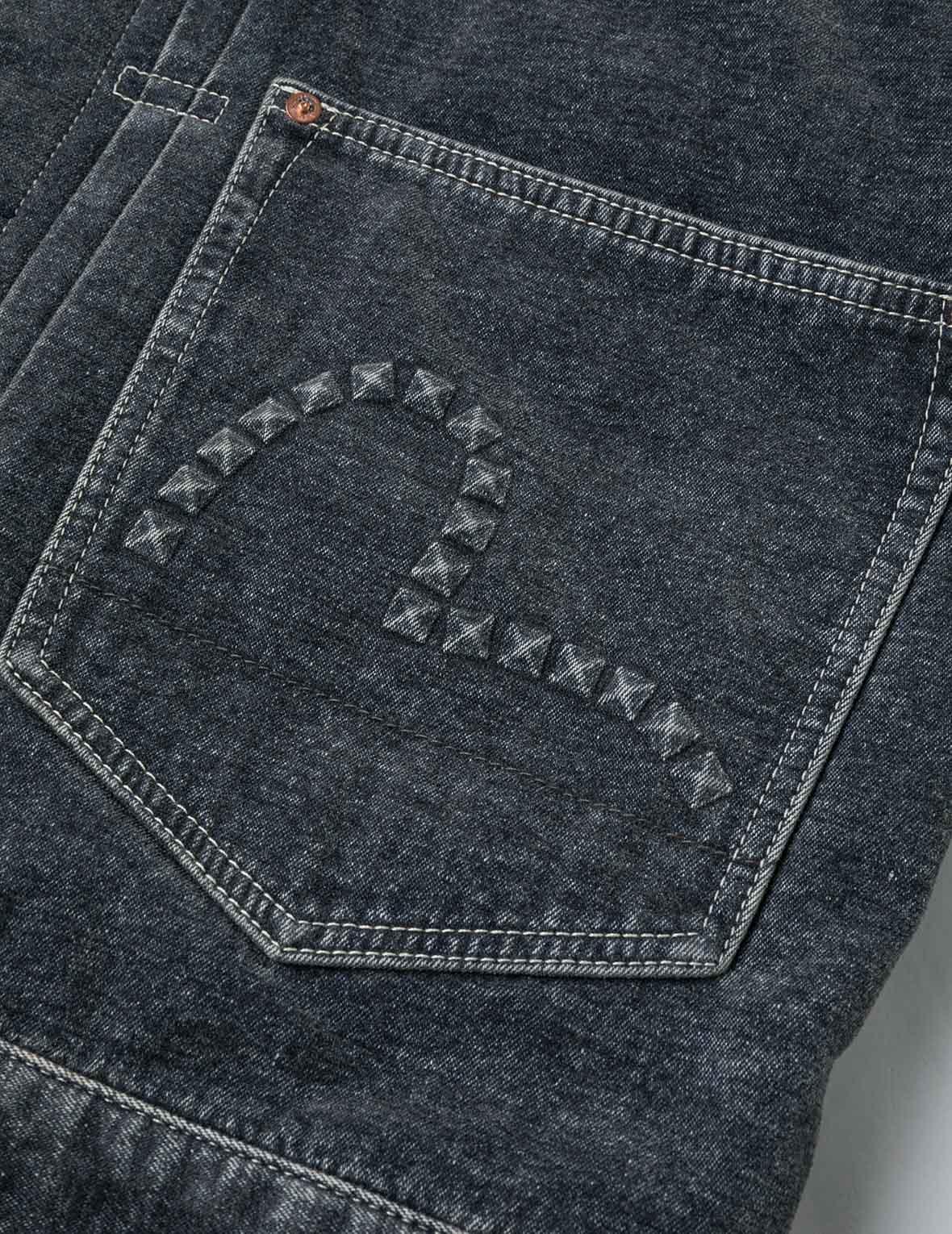 Emboss Rivet Seagull Relax Fit Washed Denim Jacket - Image 7