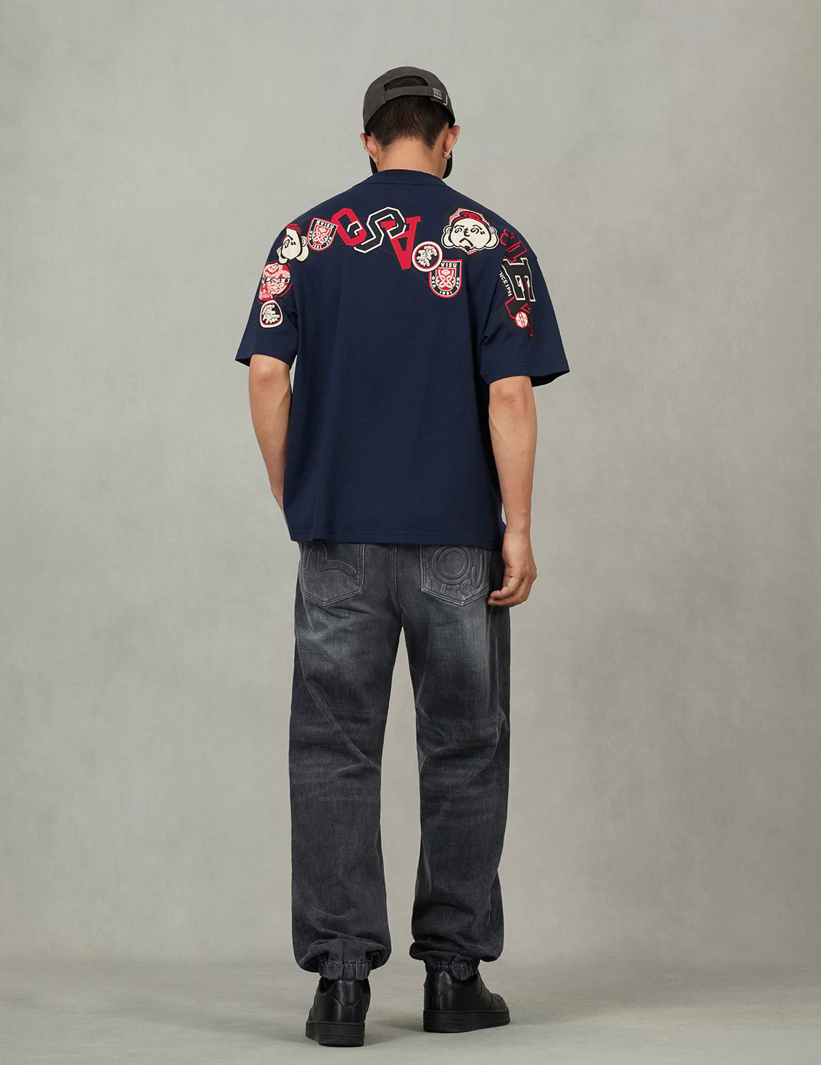 Emboss Seagull and Logo Regular Fit Denim Jogger - Image 6