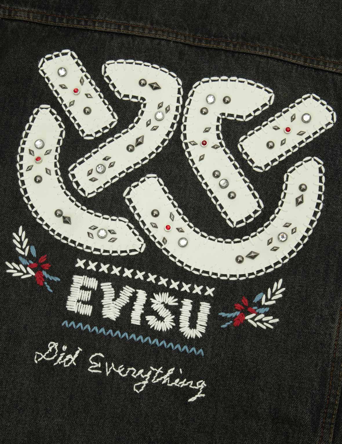 Ethnic-inspired Wheel of Wisdom Print and Embroidery Relax Fit Denim Jacket - Image 15