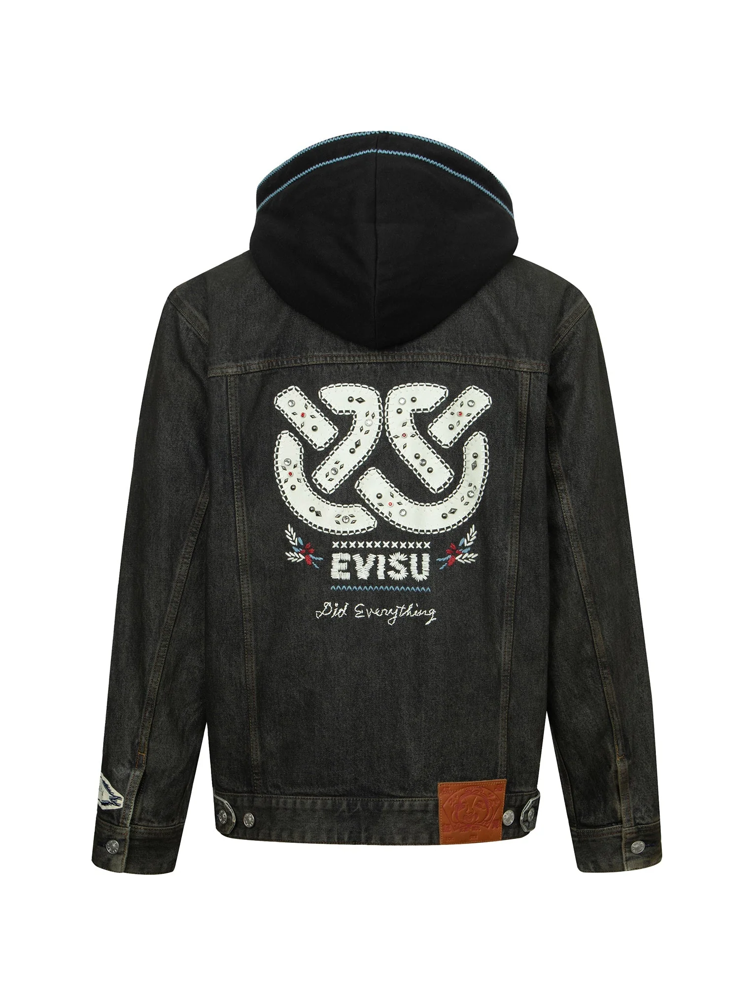 Ethnic-inspired Wheel of Wisdom Print and Embroidery Relax Fit Denim Jacket - Image 16