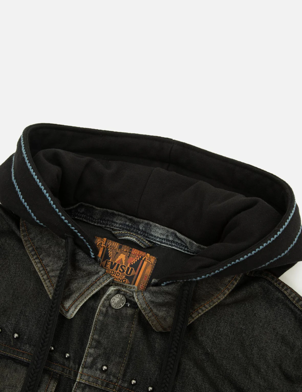 Ethnic-inspired Wheel of Wisdom Print and Embroidery Relax Fit Denim Jacket - Image 9